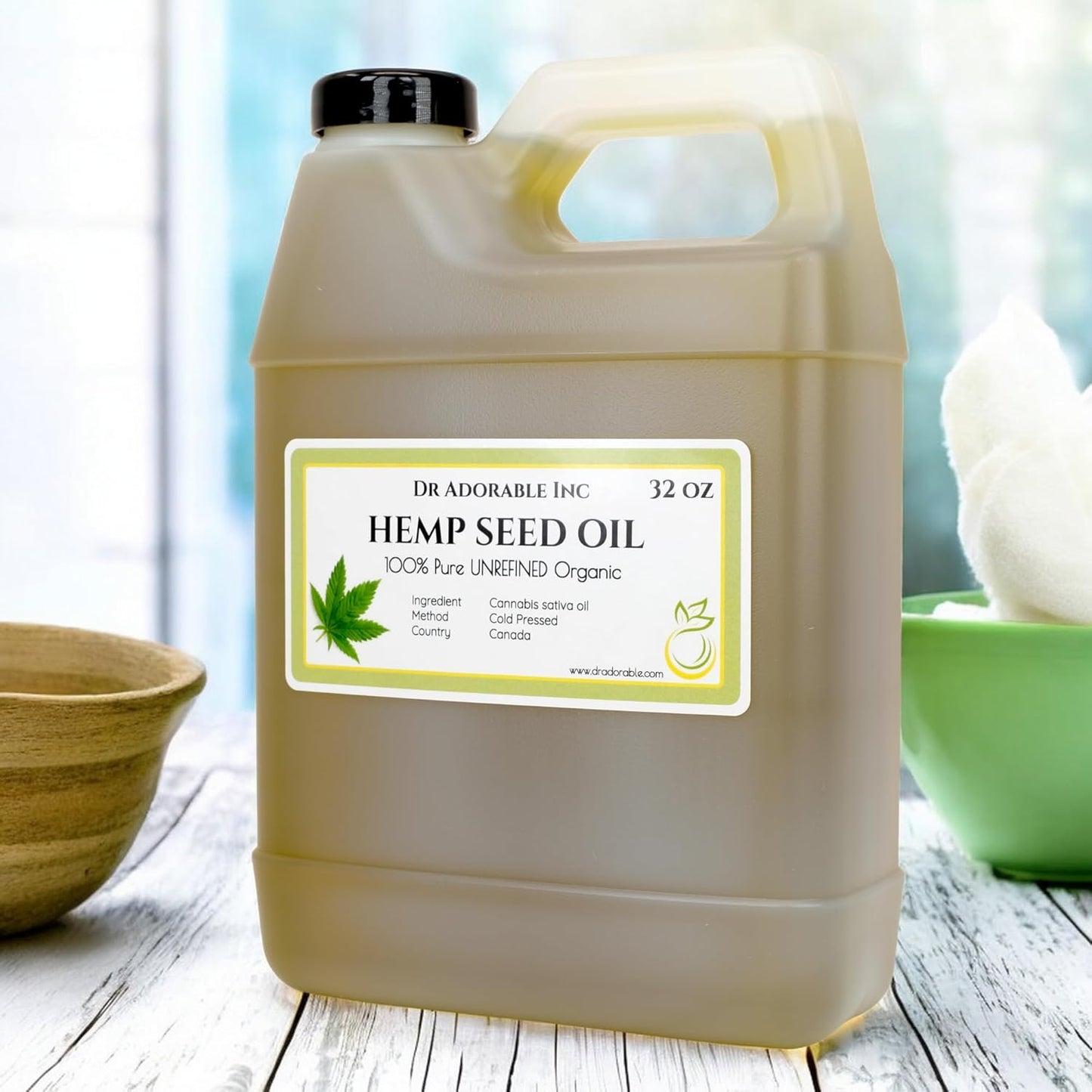 Hemp Seed Oil - 32 oz Unrefined Organic Cold Pressed - 100% Pure Natural