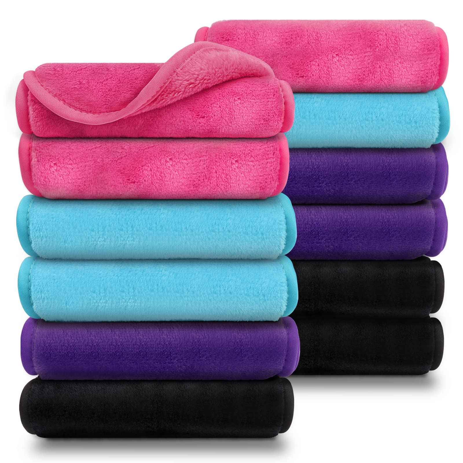 Orighty Makeup Remover Cloths Pack of 12 Reusable Microfiber Facial Cleansing Cloths, Bundle with Baby Washcloths 24-Pack Microfiber Coral Fleece Baby Face Towels