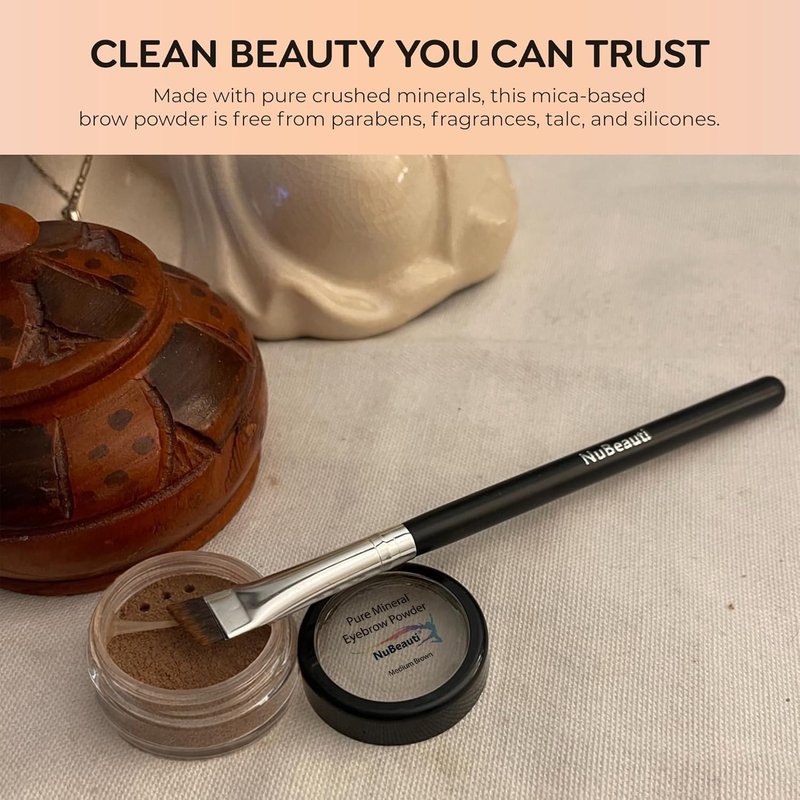 Natural Eyebrow Powder Eyebrow Kit – Mica Brow Powder Eyebrow Makeup Kit with Professional Angled Eyebrow Brush – 10 Natural Shades – No Parabens or Chemicals – Eyebrow Shaper Kit by NuBeauti