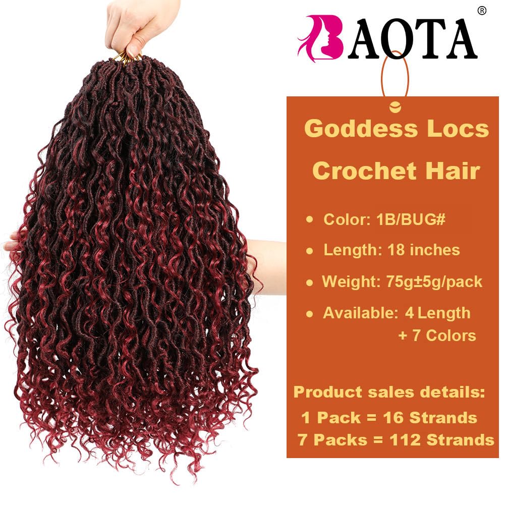 BAOTA Goddess Locs Crochet Hair 10 Inch 7 Packs Faux Locs Crochet Hair for Women Pre Looped Crochet Hair with Curly Ends River Locs Soft Locs Crochet Hair Extensions (1B#)