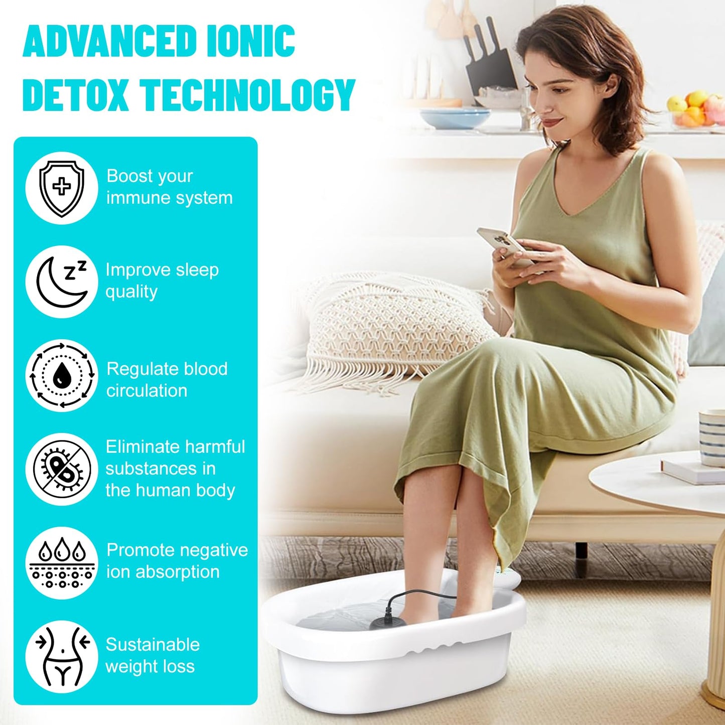 Pilipane Foot Bath Machine, Portable Foot Bath Machine, Foot Cleanse Foot Spa Machine for Home Use Spa Club Salon Travel
