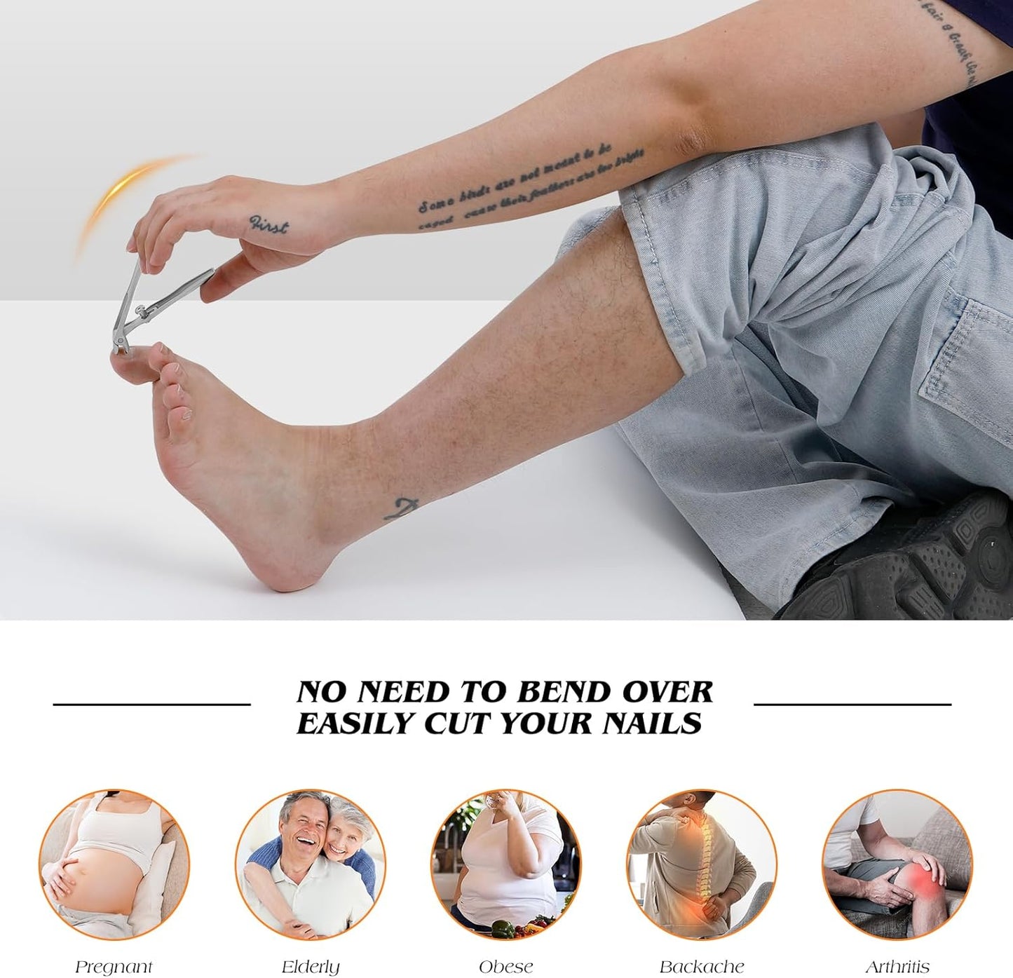 Toenail Clippers for Seniors - Professional Long Handled Ingrown Nail Cutter | Ultra-Sharp Wide Jaw Design