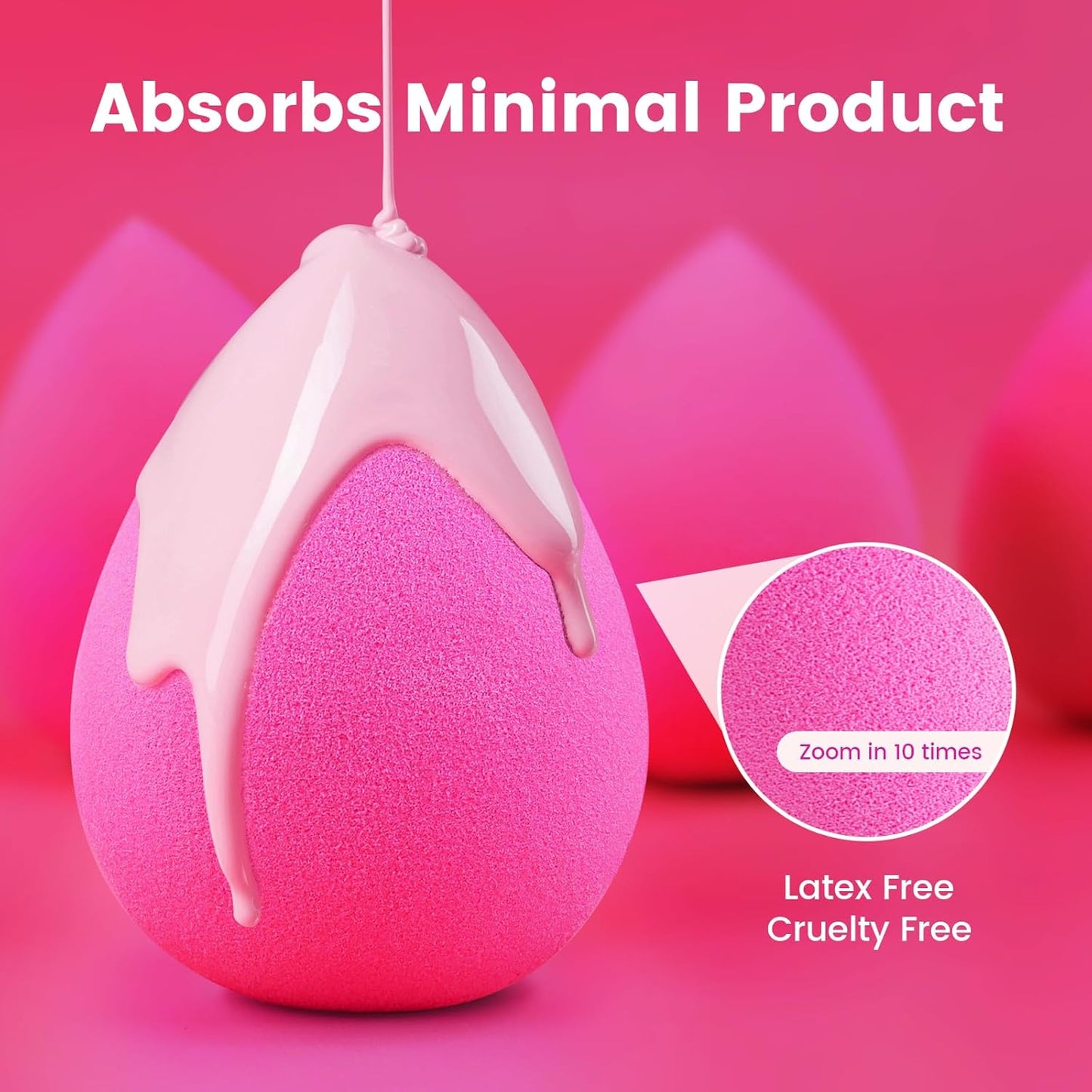 BEAKEY Makeup Sponge Set, 5 Pcs Foundation Blending Sponge, Beauty Sponges Flawless for Liquid, Cream, and Powder, Latex-Free and Vegan Boun Boun Makeup Sponges, Black