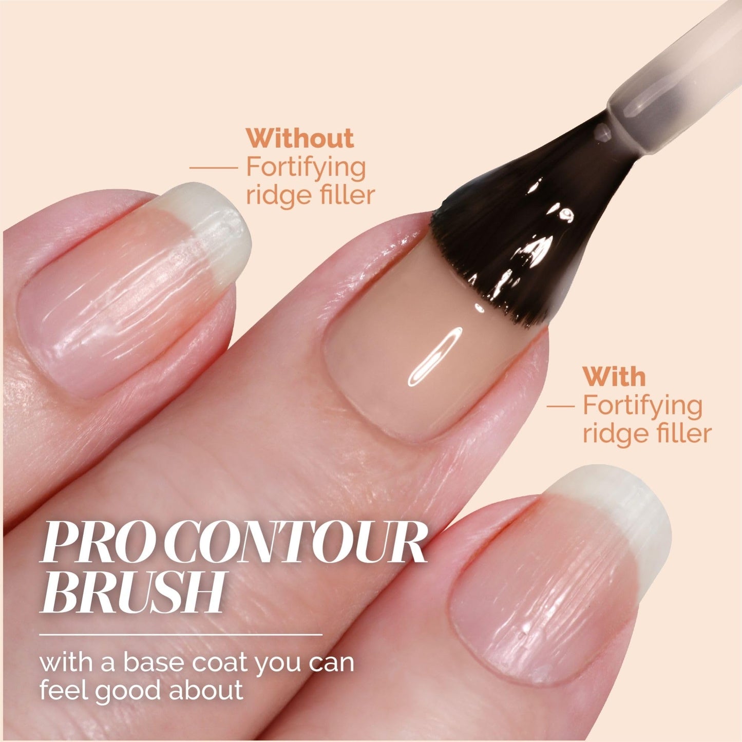 LONDONTOWN Kur Nail Ridge Filler - Smoother - Strengthener - Filler for Damaged Uneven Nails - Fortifying, Self Leveling Base, Vegan, Cruelty Free, Paraben Free, Apricot-Beige, 0.4 fl oz