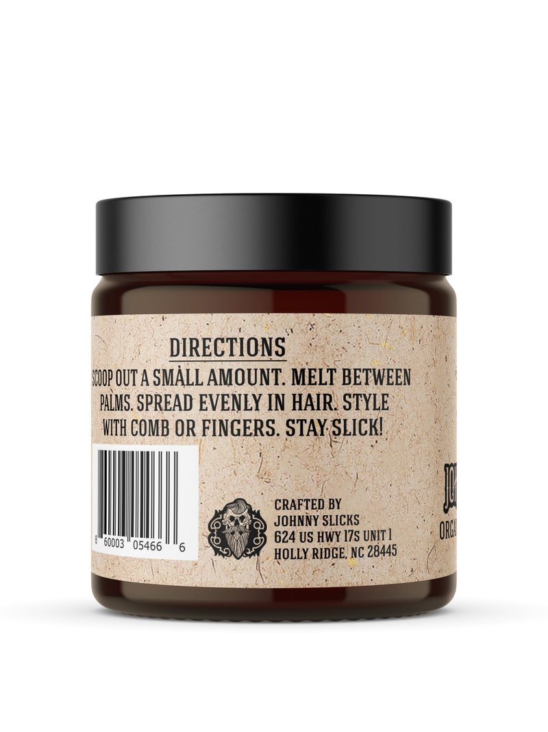 Johnny Slicks Oil Based Pomade | Organic Hair Styling for Men, Low to Medium Hold | Promotes Healthy Hair Growth & Helps Hydrate Dry Skin, (Rugged, 4 Ounce) Veteran Owned, USA Made.