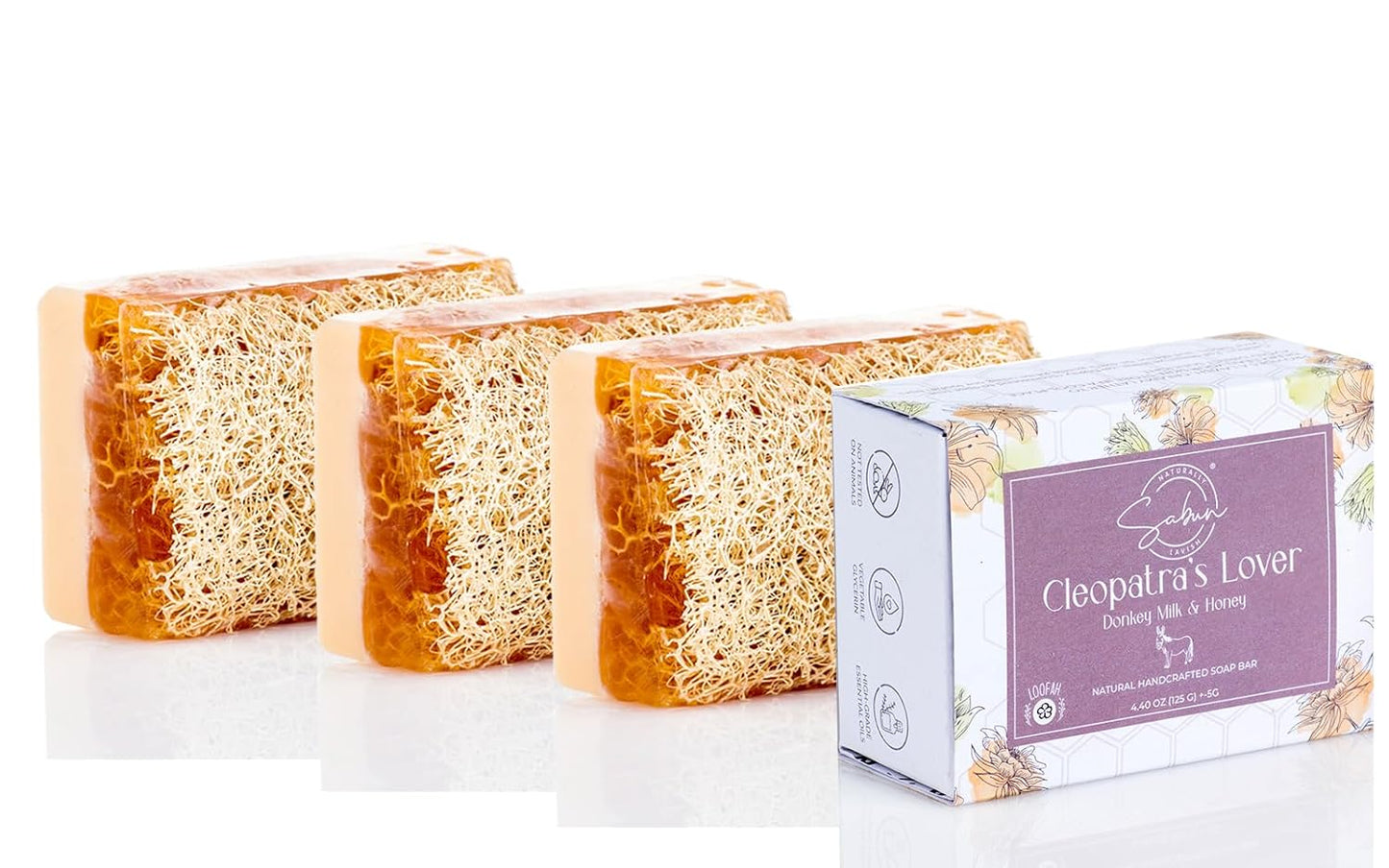 Donkey Milk & Honey Exfoliating Loofah Bar Soap | Nourishing, Hydrating, Moisturizing | 3 Pack (4.4 oz Each)