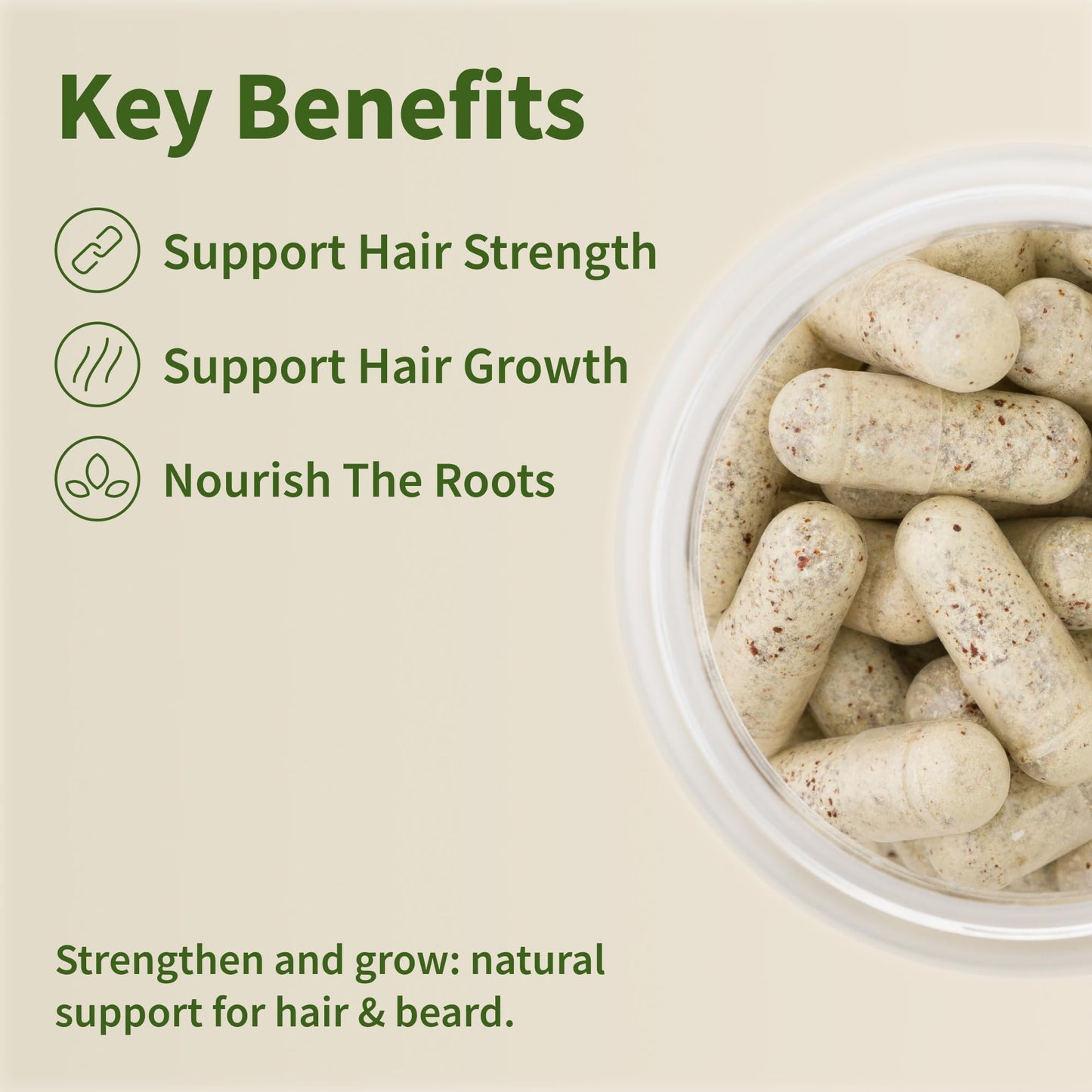 Hair Growth Supplement - Promotes Hair Regrowth, Stops Hair Loss & Boosts Beard Growth with Biotin, Kelp, Bamboo & More for Skin, Nails & Hair (60 Capsules)