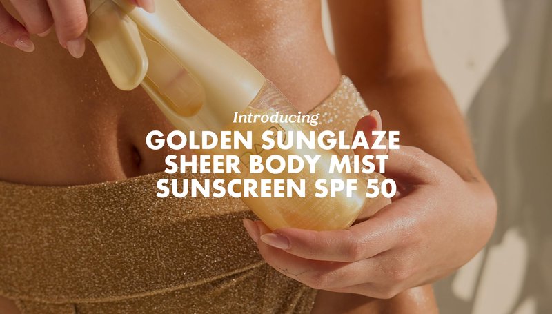 Kopari Golden Sunglaze Sheer Body Mist Sunscreen SPF 50, Infused with Shimmering Body Oil, Hydrating Mist, Hydrates, Brightens, Gives Skin a Glowy Finish, Lightweight, Fast-Absorbing.