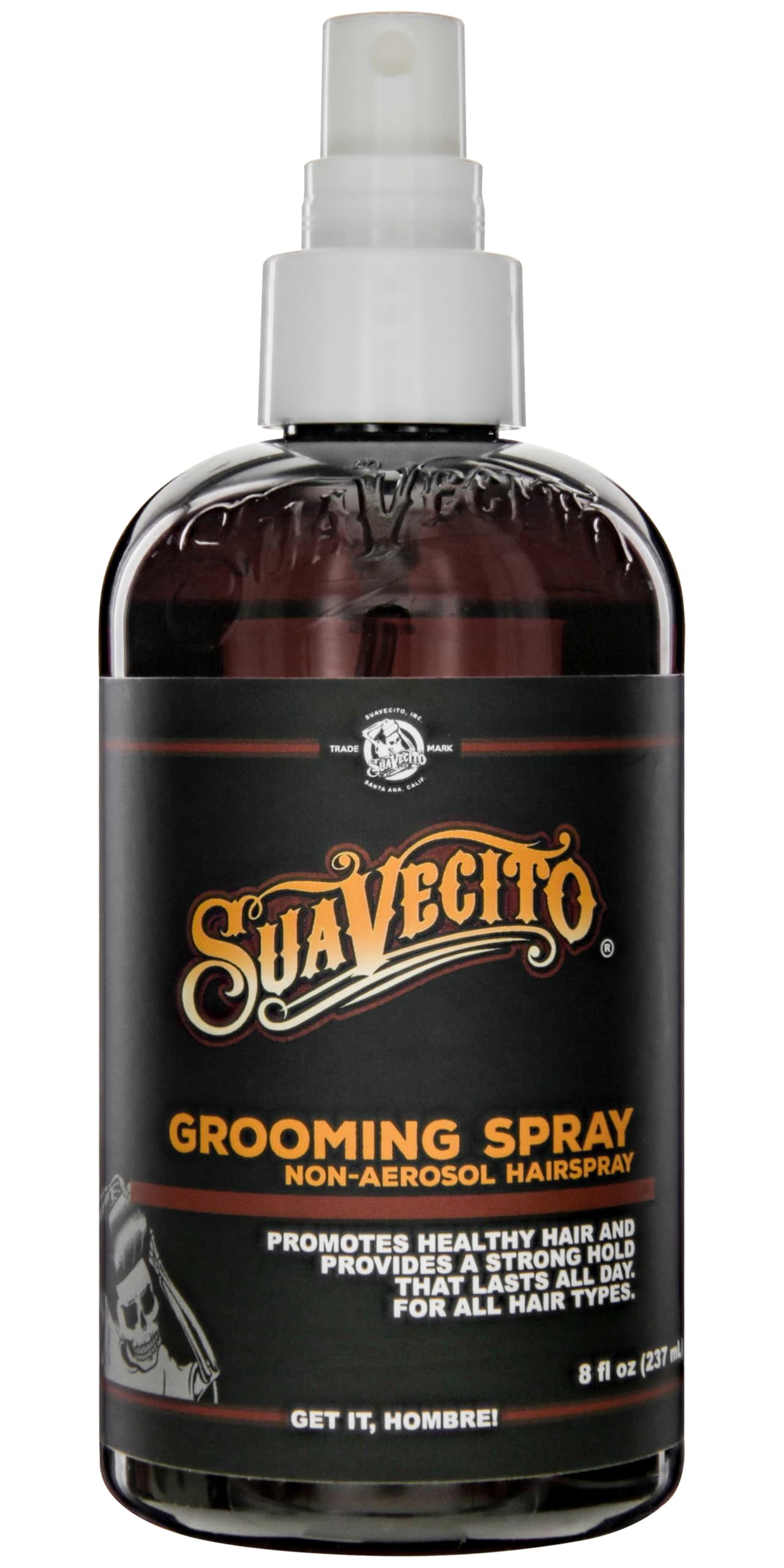 Suavecito Grooming Non-Aerosol Hairspray for Men - 8 oz - Classic Barber Scent, Medium Shine, Strong Hold Hair Spray - Works on all Hair Types & Textures