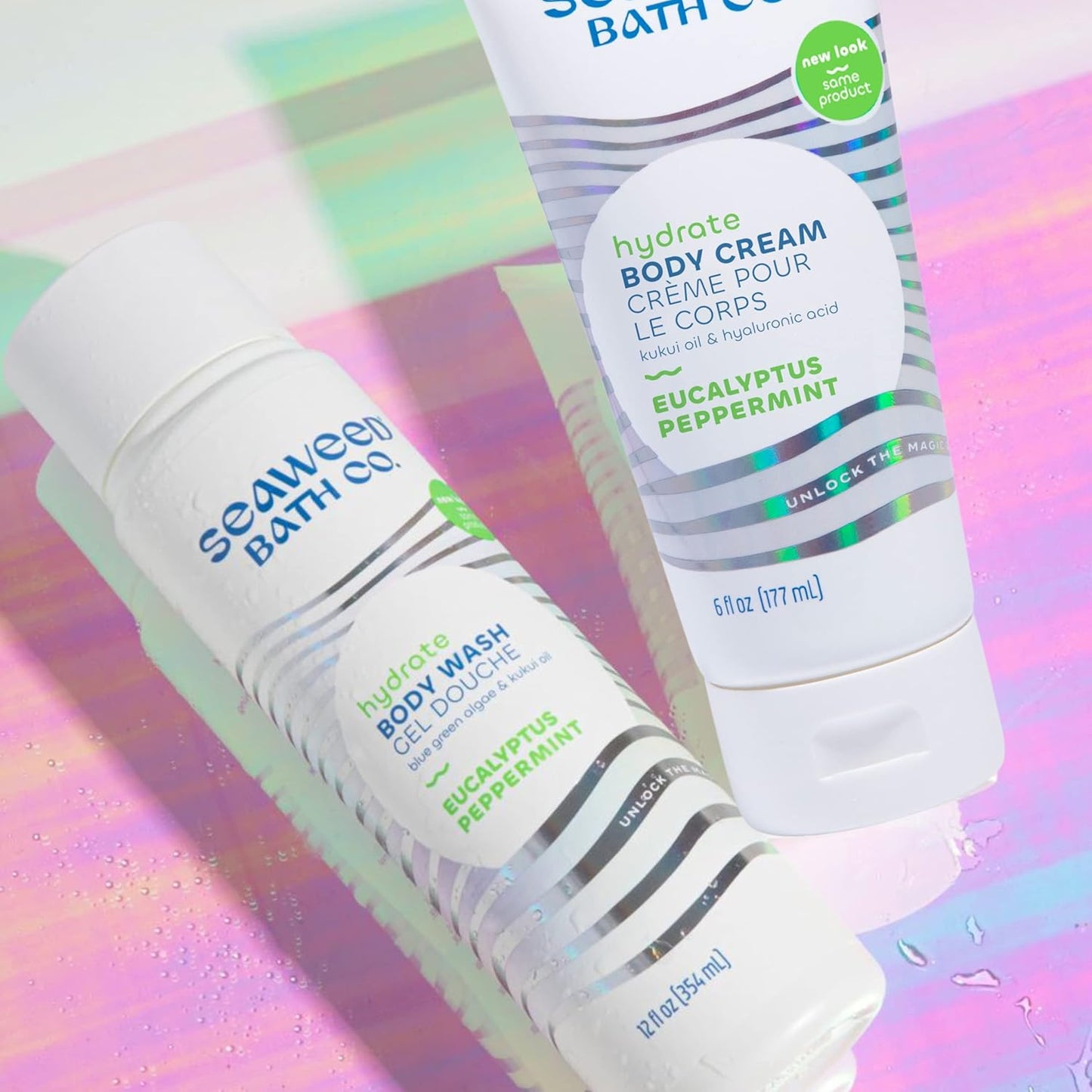 Seaweed Bath Co. Body Wash & Cream Duo - Eucalyptus Peppermint Scent | 12oz & 6oz Sizes