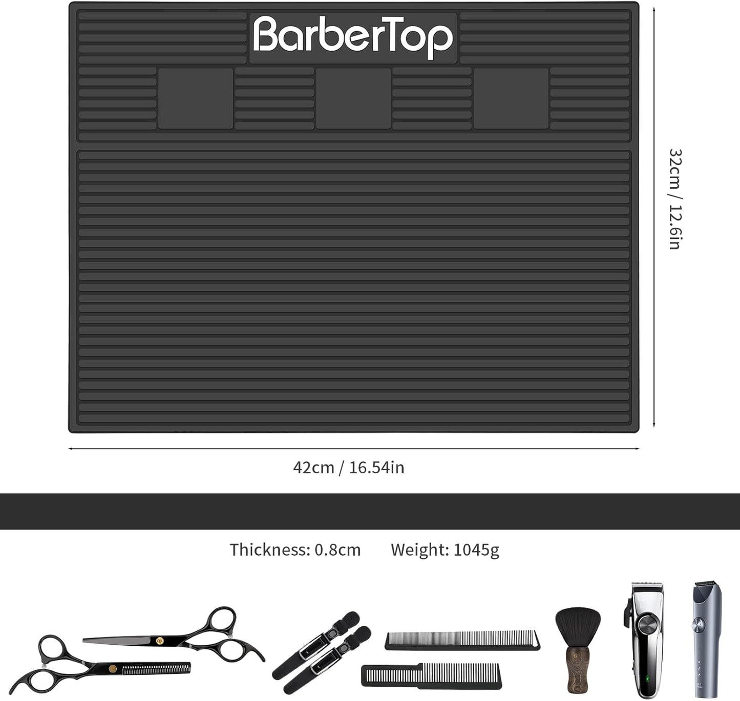 Magnetic Barber Organizer Mat - Anti-Slip Tool Holder with 3 Slots | Ideal for Barbershop & Salon Use