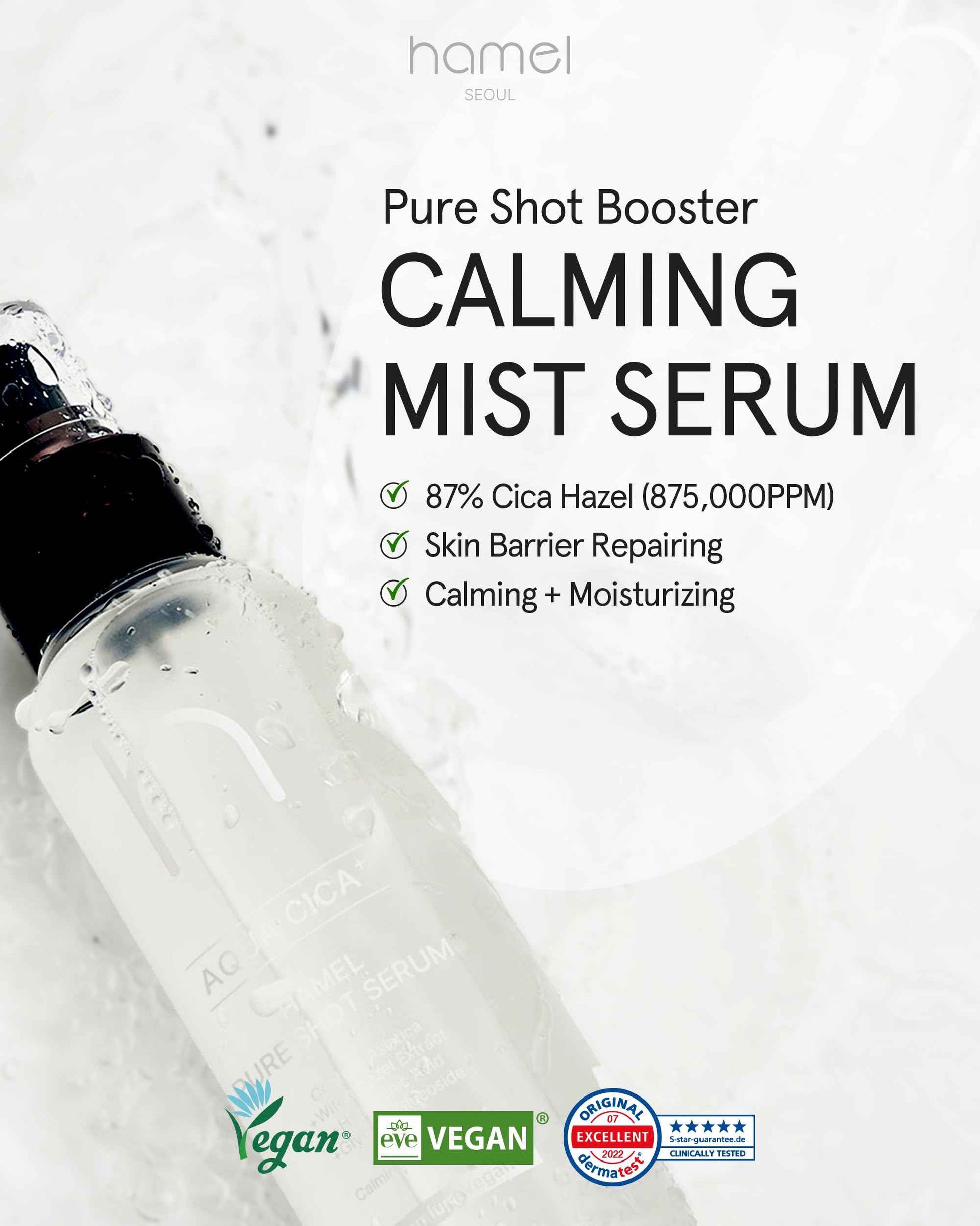 [HAMEL] Pure Shot Booster Calming Mist Serum︱3.38 fl. oz. / 100ml︱Improvement of Skin Barrier and Moisture Density, Skin Soothing, Virginia Witch Hazel Extraxt︱Vegan, Cruelty Free, Clean Beauty