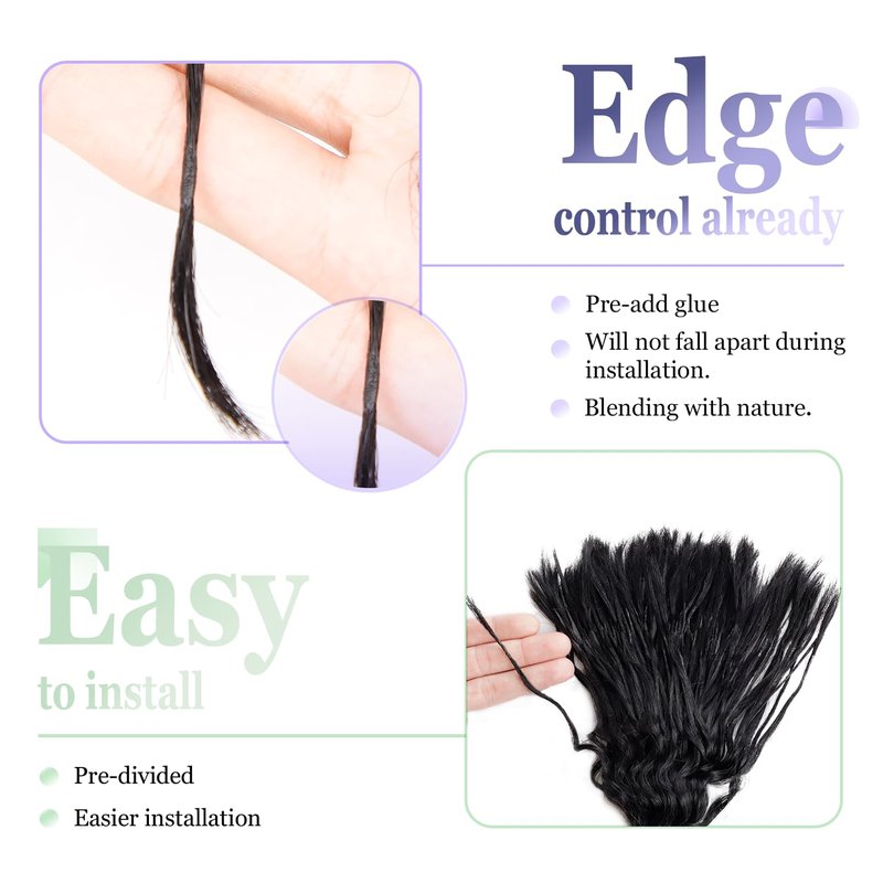 Pre-Divided Human Braiding Hair - Water Deep Wave Curly Extensions for Boho Braids | 18" 80 Strands, Color 1B