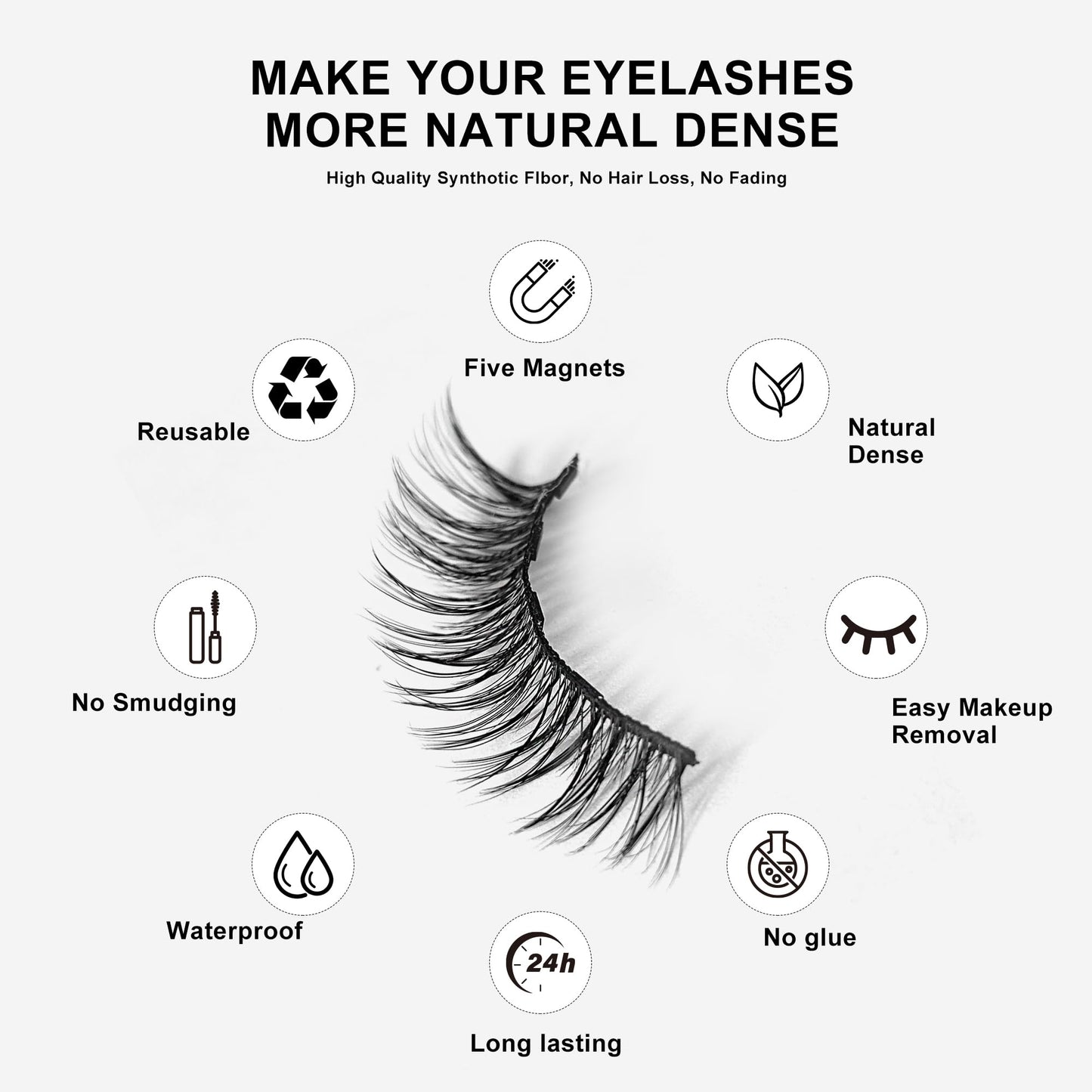 Richsky Magnetic Eyelashes Kit,Reusable 3D 5D Magnetic Lashes Set with Waterproof Eyeliner,10 Pairs Mink False Eyelashes Natural Look, No Glue Needed