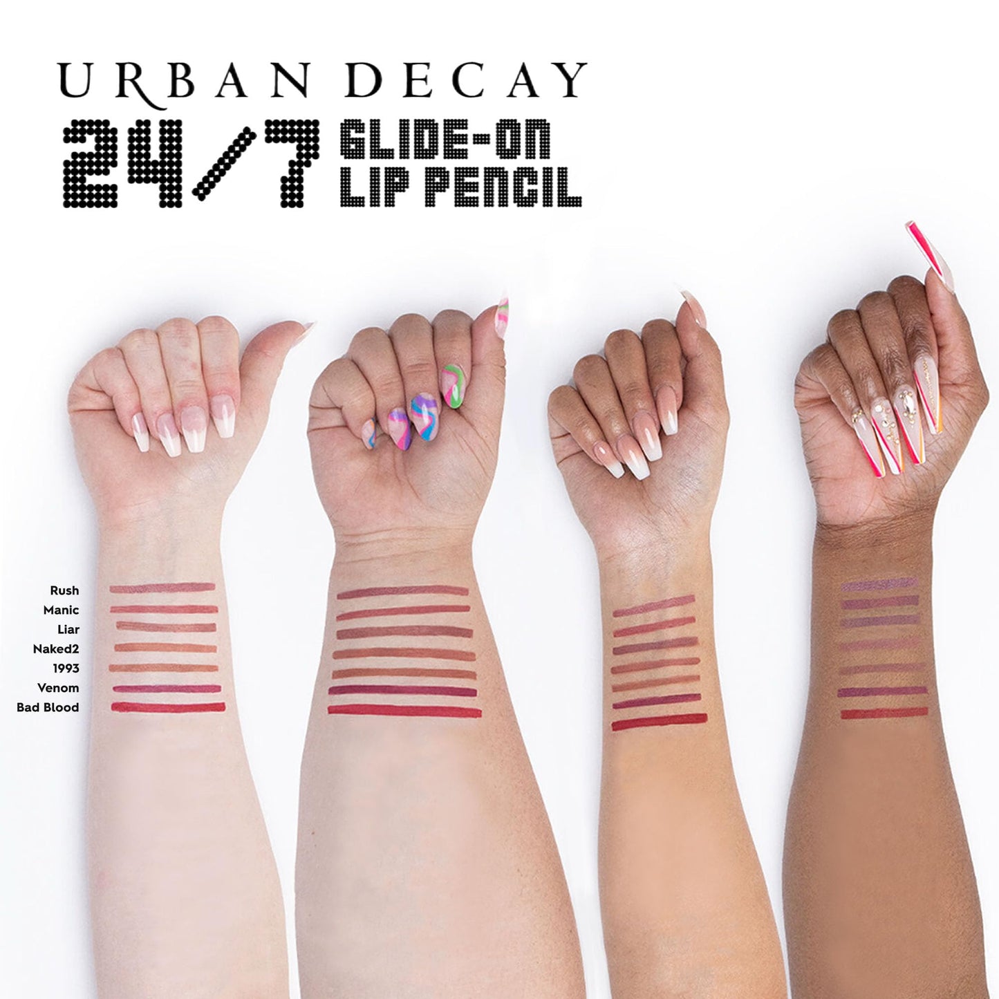 URBAN DECAY 24/7 Glide-On Waterproof Lip Pencil (Bad Blood - Deep Red), Smudge-Proof, Longwearing Lip Liner, Smooth & Creamy Colors, Moisturizing Formula with Vitamin E - 0.04 oz
