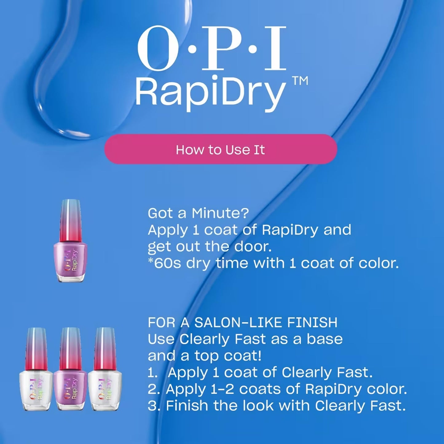 OPI RapiDry Freeze n’ Thank You | Opaque Soft Blue Metallic Quick Dry Nail Polish | Vegan, Smudge Proof, Fast Drying