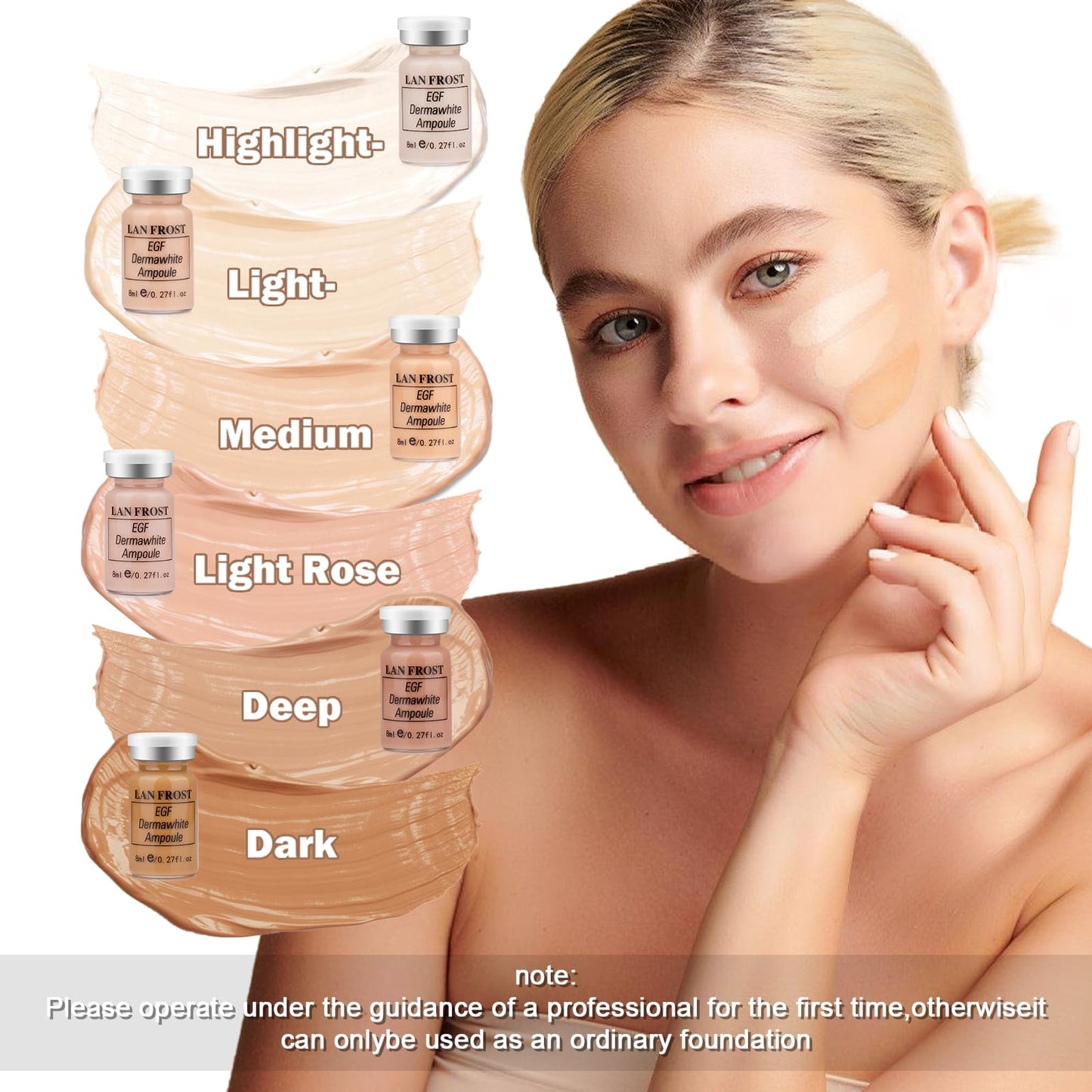 Facial Glow Starter Kit Hyaluronic Acid Serum Foundation Skincare Mix Kit 0.27oz Hyaluronic Ampoule and Essence Foundation, 12 Vial Pigment Skincare Kit with Serum