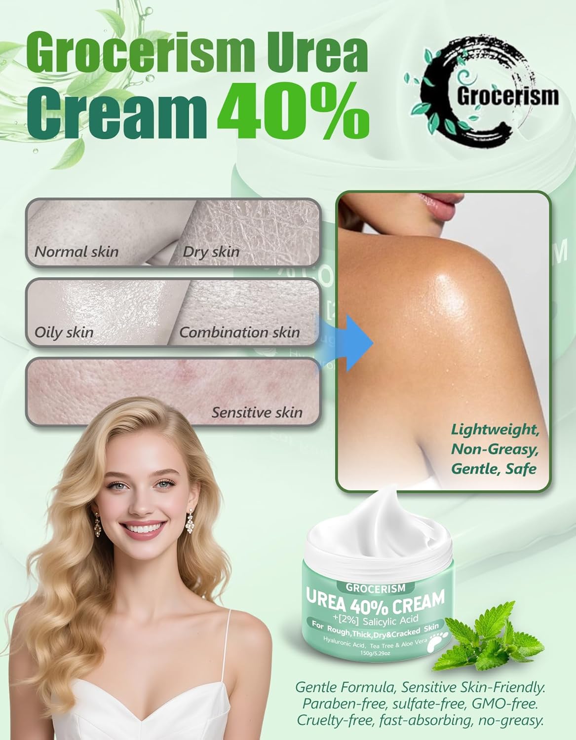 Urea Cream 40% with Salicylic Acid - Maximum Strength Foot Cream | 5.30 oz, Deep Moisturizing with Hyaluronic Acid & Aloe Vera