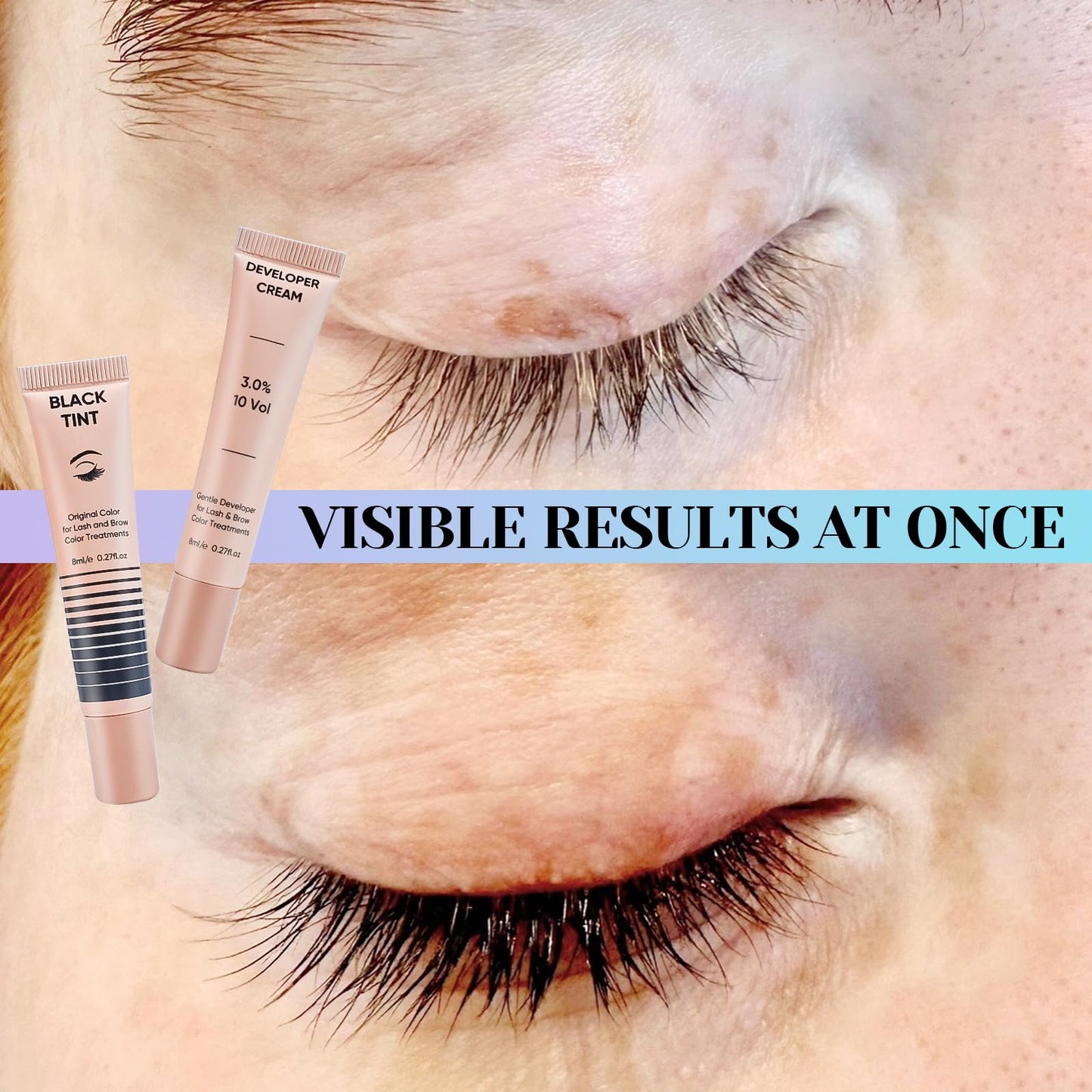 Lomansa Lash Color Kit Instant Black Eyelash Color 8ml Easy to Use with Natural Results for Beginner Salon Beauty