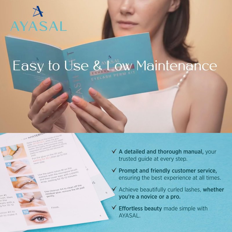 AYASAL Lash Lift Kit: Korean Thio-Free Formula Eyelash Perm Kit with Clear Step-by-Step Process, Gentle & Long-Lasting At-Home & Salon-Style Lash Lift Results, 6 Applications