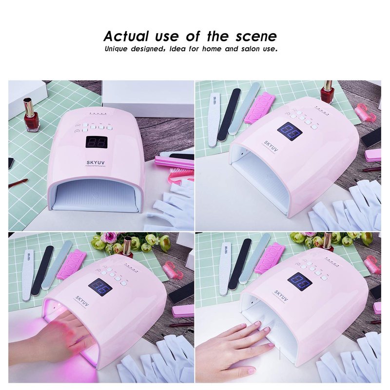 SKYUV 48W LED Nail Dryer - Gel Polish Curing Lamp with 4 Timer Settings & Auto Infrared Sensor