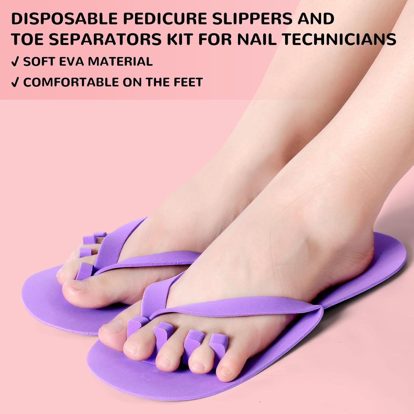 Disposable Pedicure Slippers & Toe Separators Kit - 120 Pairs Foam Flip Flops for Nail Salon, Spa & Parties