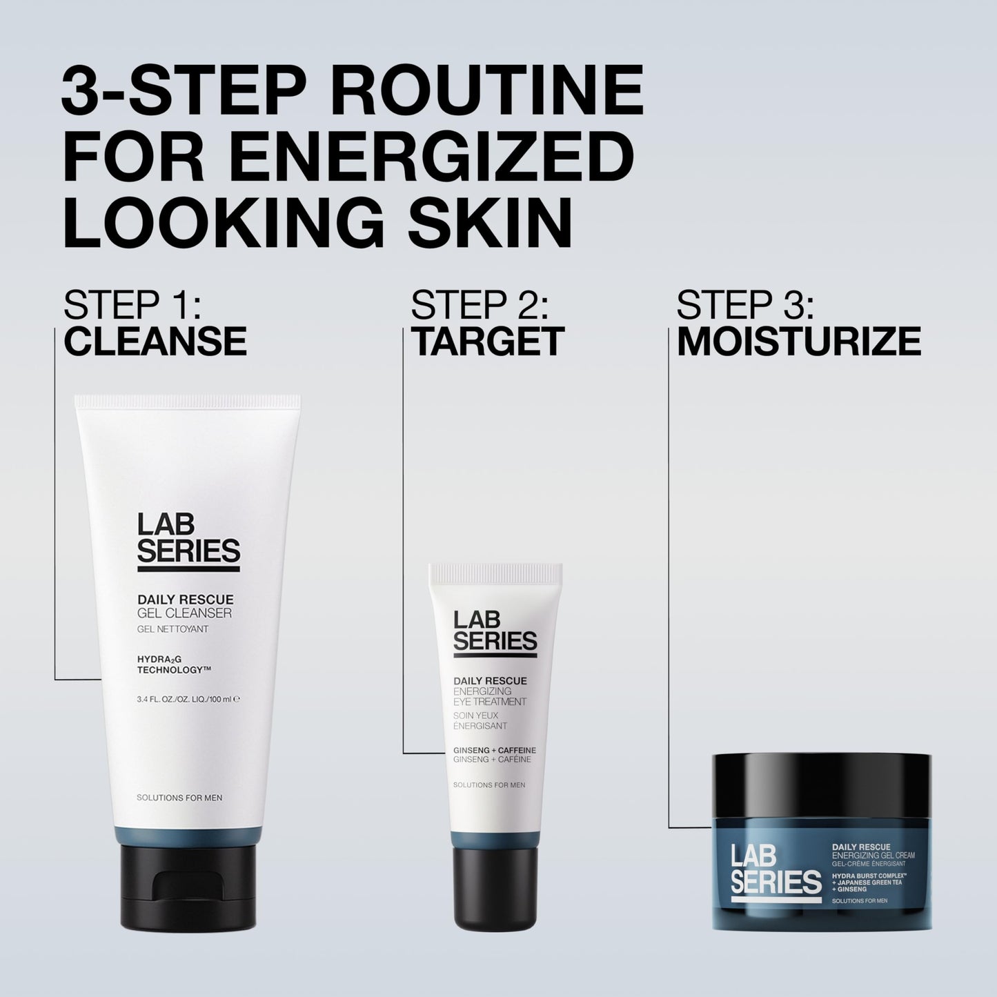 Lab Series Men's Daily Rescue Energizing Eye Treatment - Under Eye Cream Moisturizer with Ginseng & Caffeine - Energizes and Hydrates - Skin Care for Men, 0.5 Fl Oz