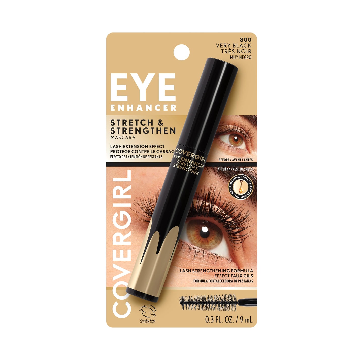COVERGIRL Eye Enhancer Stretch & Strengthen Mascara 800 Very Black 0.3 fl oz (Packaging May Vary)