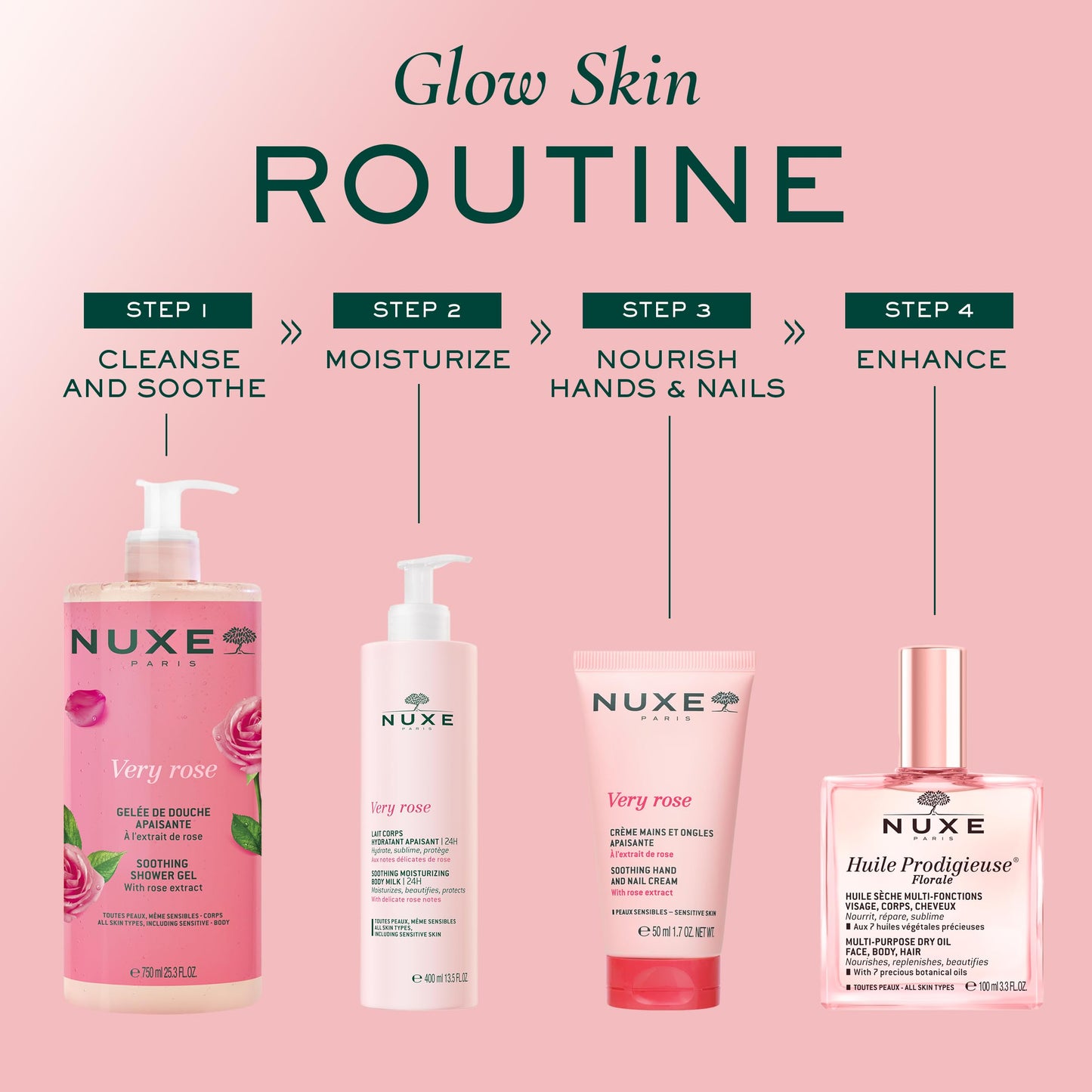 NUXE Very Rose Hand and Nail Cream, Hydrating & Soothing Hand Moisturizer with Rose Oil Extract, Aloe Vera and Glycerin, 1.7 Fl Oz