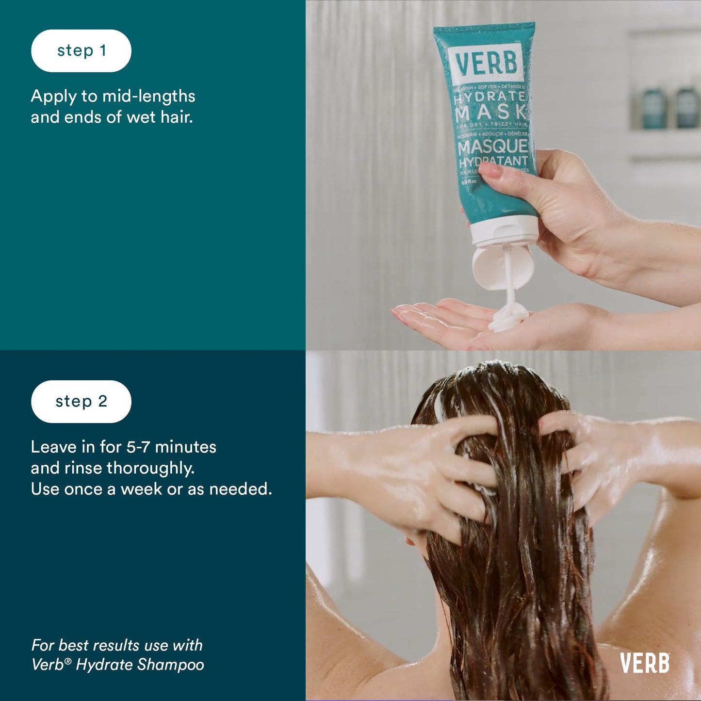VERB Hydrate Mask, 6.8 fl oz - Intense Moisture for Dry + Frizzy Hair - Smooth + Detangle - Amber + Warm Jasmine Scent