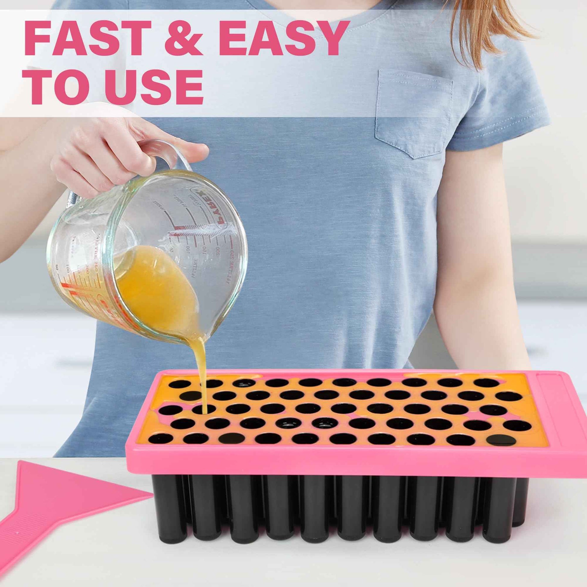 LotFancy Lip Balm Tubes with Filling Tray and Spatula, 50Pcs 4.5ml Black Lip Balm Containers, BPA Free & Leak Free, Handmade Set