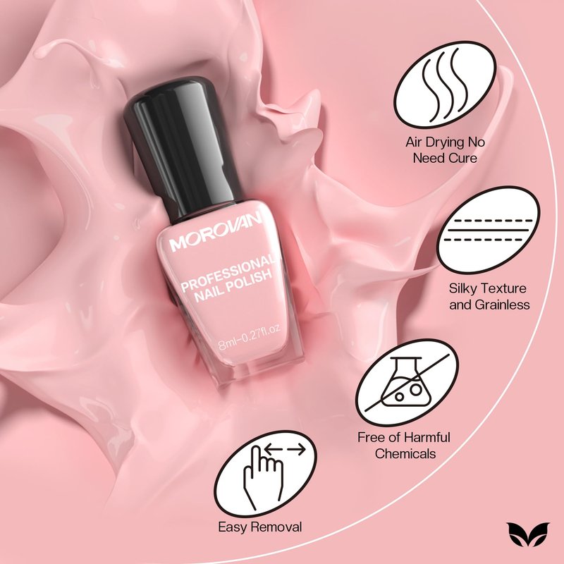 Morovan Rose Nail Polish Set: Burgundy Dark Wine Cherry Red Hot Pink Fingernail Polish Kit Air Quick Dry Regular Finger Nail Polish Pack for Women Gift Holiday