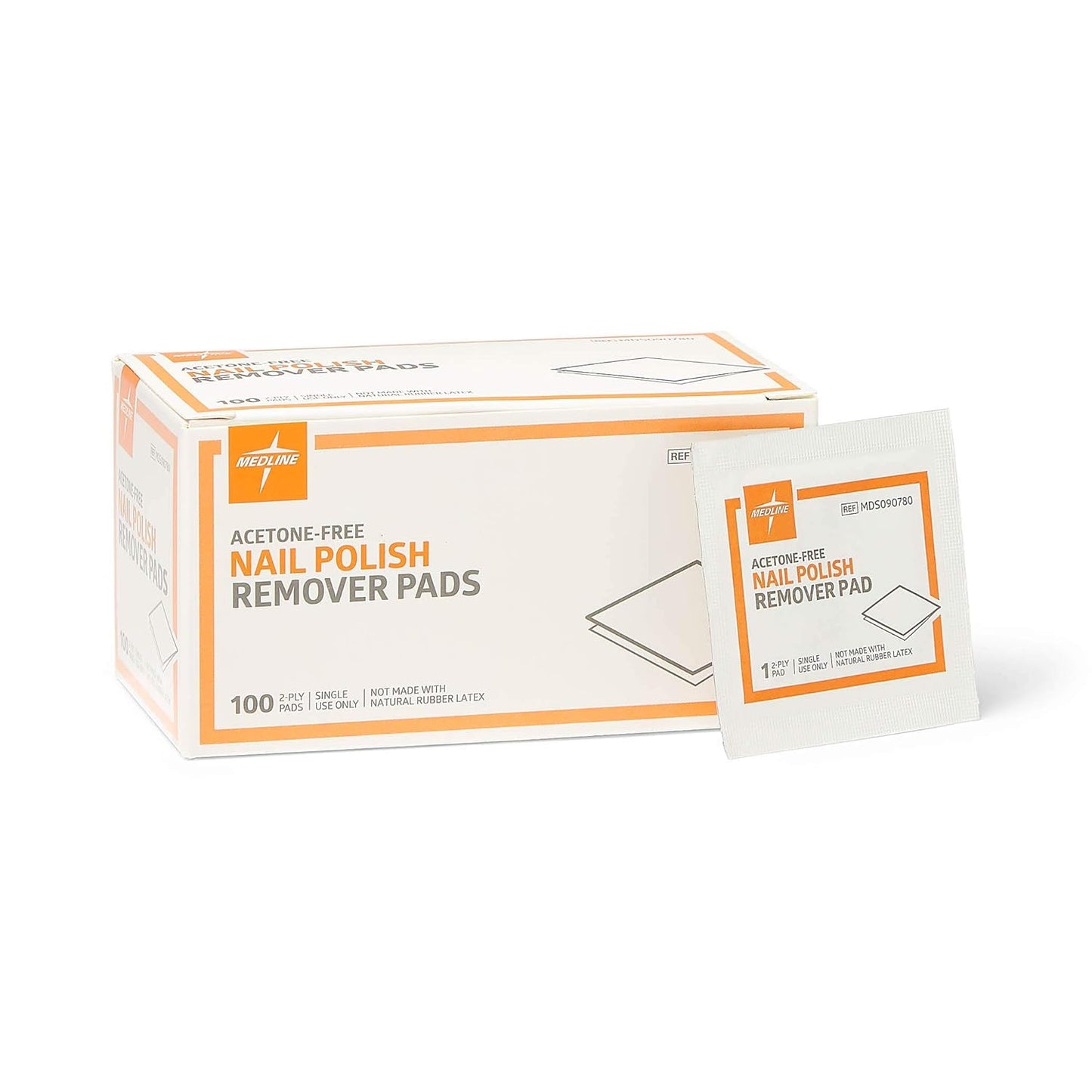 Medline Nail Polish Remover Pads - Acetone Free, Travel-Friendly, Case of 1000