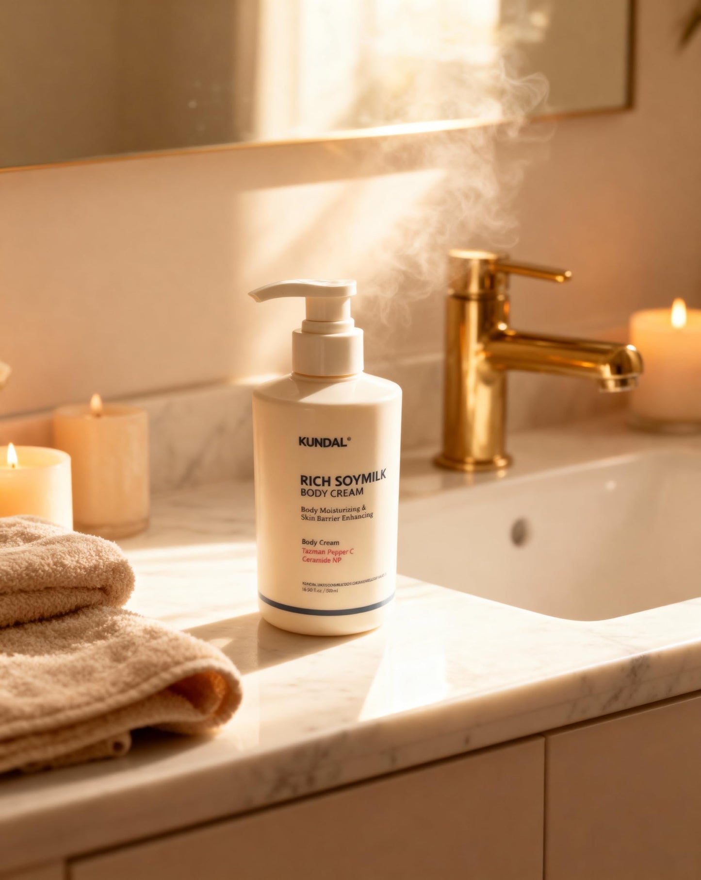 Mellow Vanilla Rich Soymilk Body Cream, Body Moisturizing & Skin Barrier Enhancing 16.9 FL OZ+1.69 FL OZ (550ml)