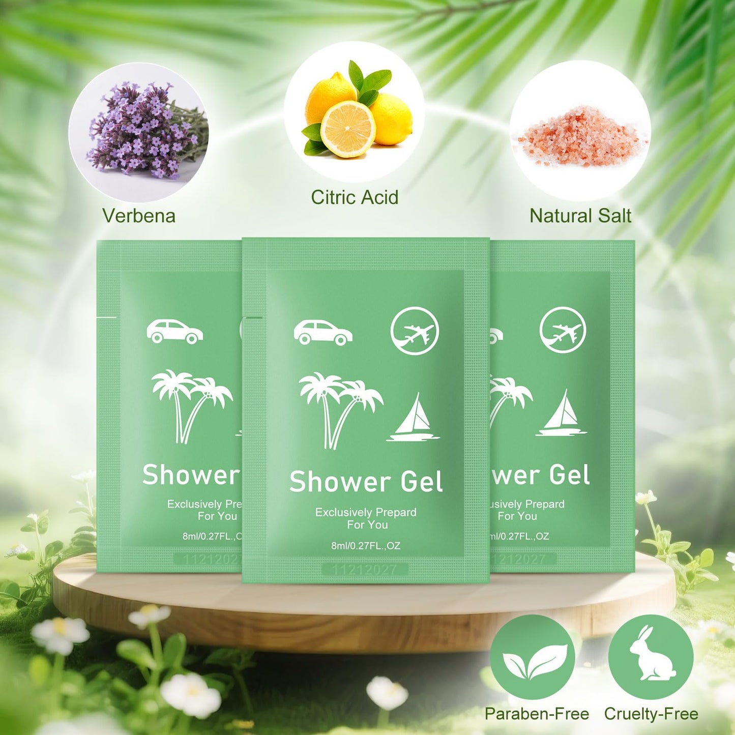 fafortune Travel Size Body Wash Bulk,Verbena Scent,0.28 fl oz (8ml) Small Size Mini body wash,Hotel Supplies Bulk for Guests Airbnbs Homes Resorts Offices and Gyms (pack of 200, verbena)