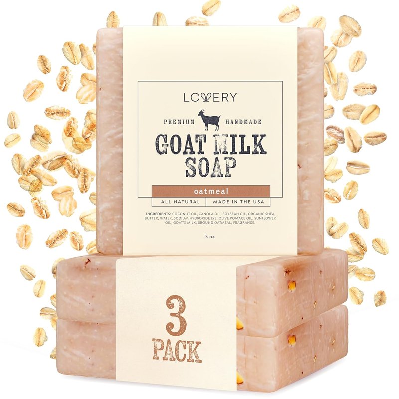 Handmade Goat Milk Soap - Organic Shea Butter & Oatmeal | All-Natural 3-Pack Soap Bars