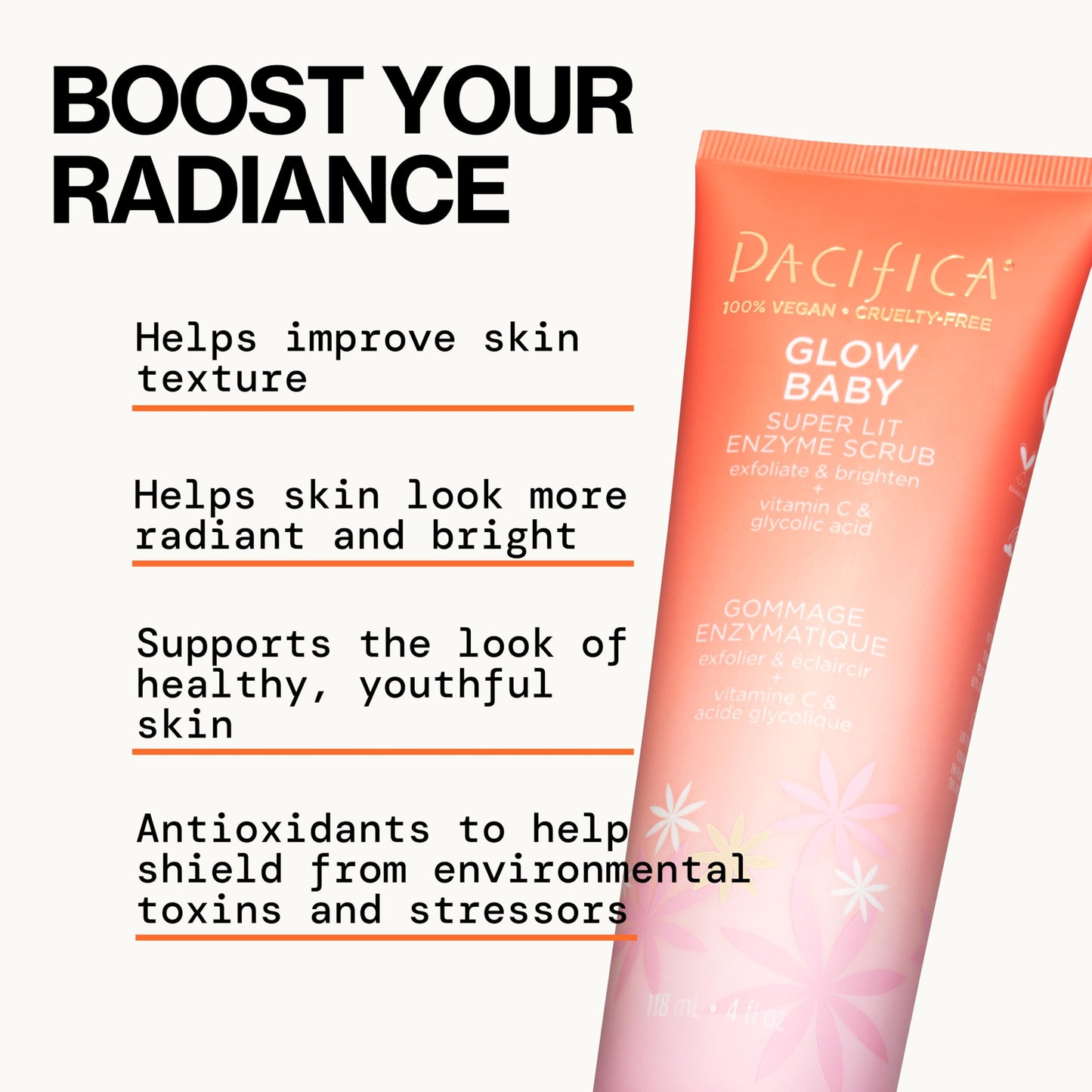 Pacifica Beauty Glow Baby Brightening Face Wash & Enzyme Face Scrub Set, Skincare, Vitamin C, Glycolic Acid, Vitamin E, Facial Cleanser, Exfoliator, Skin Care, Vegan, 5 fl oz and 4 fl oz (Set of 2)