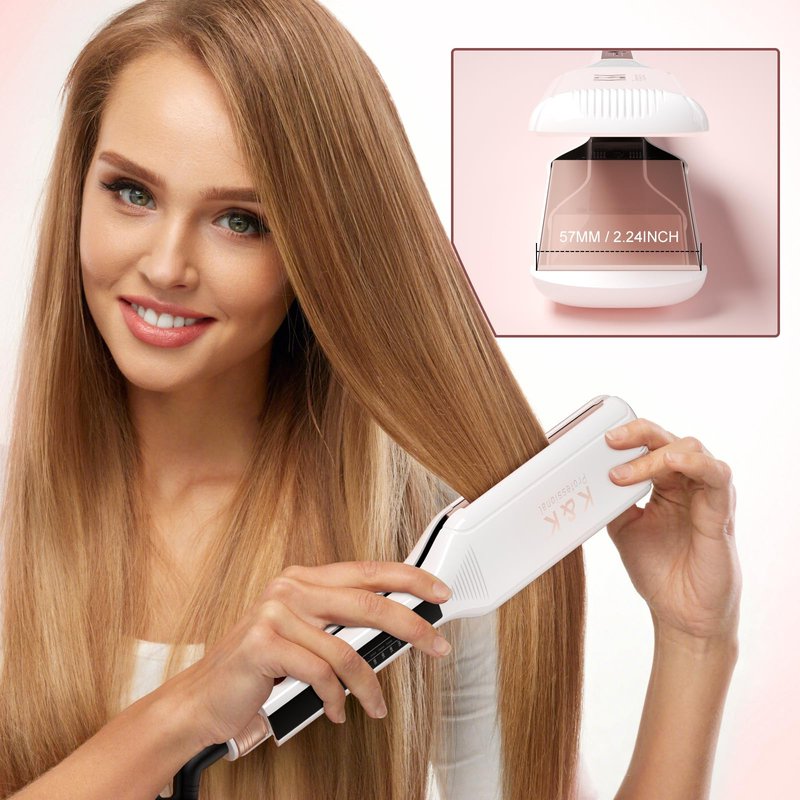 K&K 2.25 Inch Flat Iron Hair Straightener, Professional Extra Wide Hair Straighteners for Therapy Keratin, 3D Floating Ceramic Tourmaline Coating Plate Irons for Thick Hair, Damage and Frizz