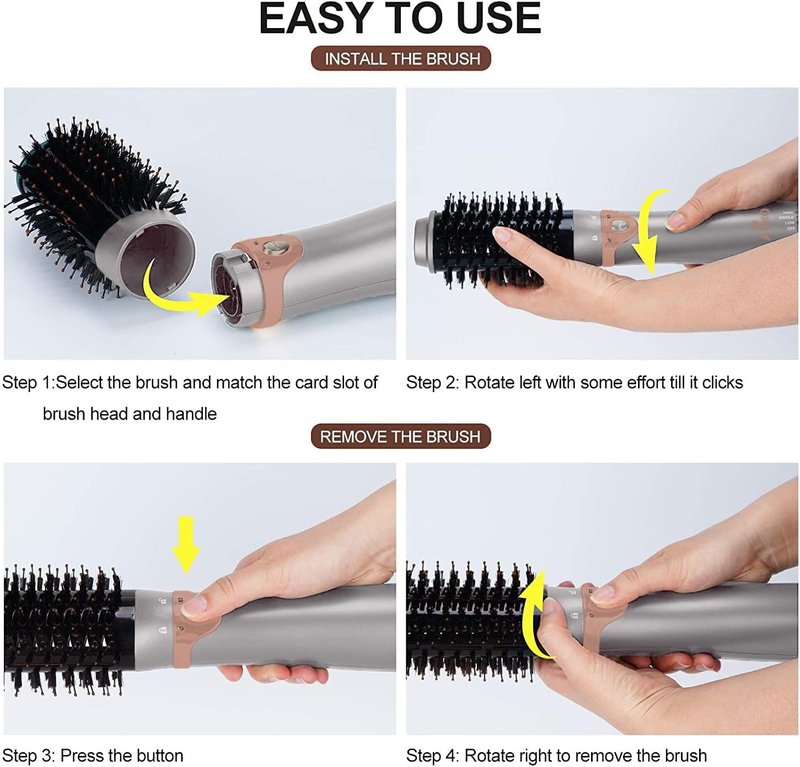 Aiko Pro 4-in-1 Blow Dryer Brush & Volumizer - Negative Ion Technology for Curling, Straightening & Styling