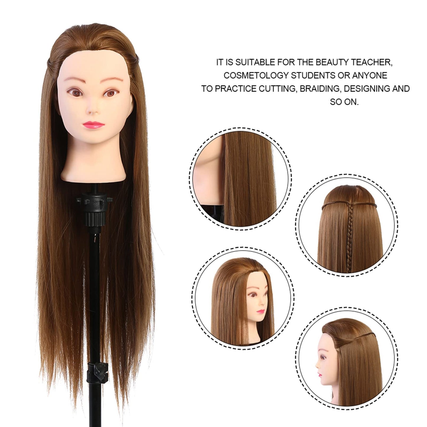 Hair Mannequins To Practice On,Makeup Training Head, Real Hair Mannequin Head Training Head Cosmetology Doll Head Hairdresser Training Practice Head Training Head, Blond Golden Brown