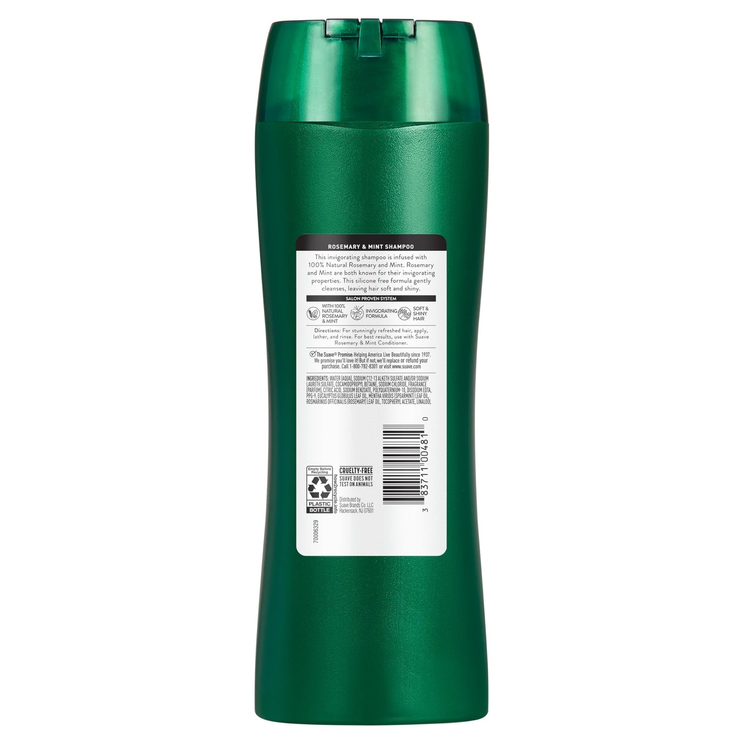 Suave Invigorating Shampoo with Rosemary & Mint, Refreshing & Replenishing Care for Healthy-Looking Hair, No Parabens, Phthalates, or Dyes,12.6 FL OZ Bottle