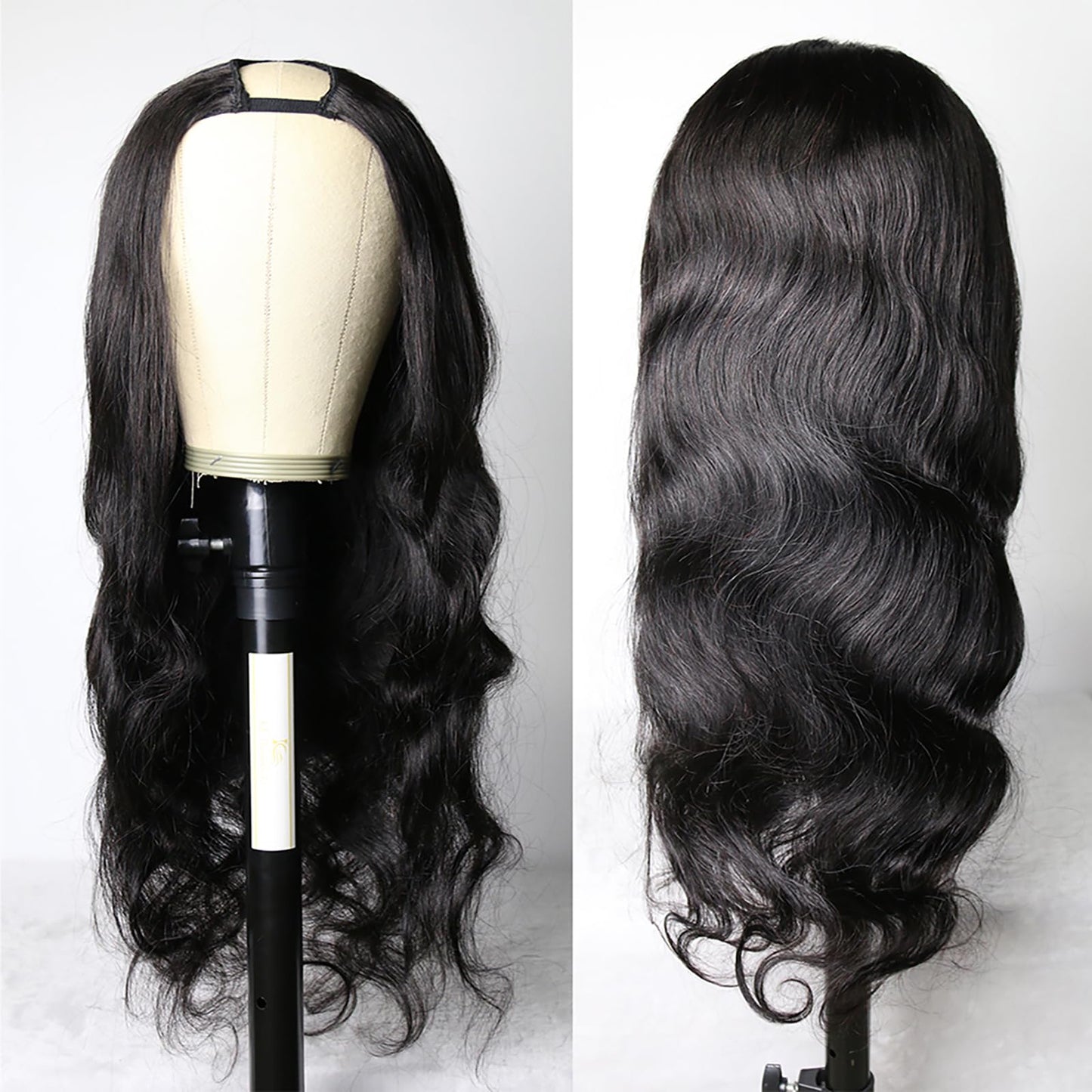 Glowig U Part Human Hair Wig Body Wave for Women Brazilian Remy Upart Human Hair Wig Beginner Friendly No Sew in NO Glue 180% Density Natural Color 14Inch