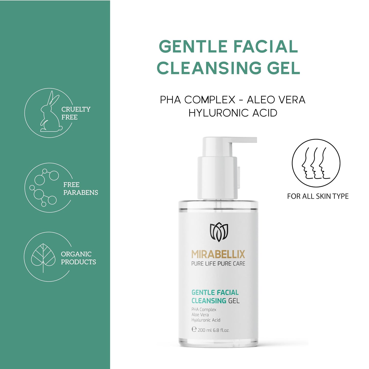 Gentle Foaming Face Wash Gel with PHA Complex, Aloe Vera, Hyaluronic Acid & Niacinamide – Hydrating Facial Cleanser for All Skin Types | Soothing, Purifying & Moisturizing | 6.76 fl. oz (200 mL)