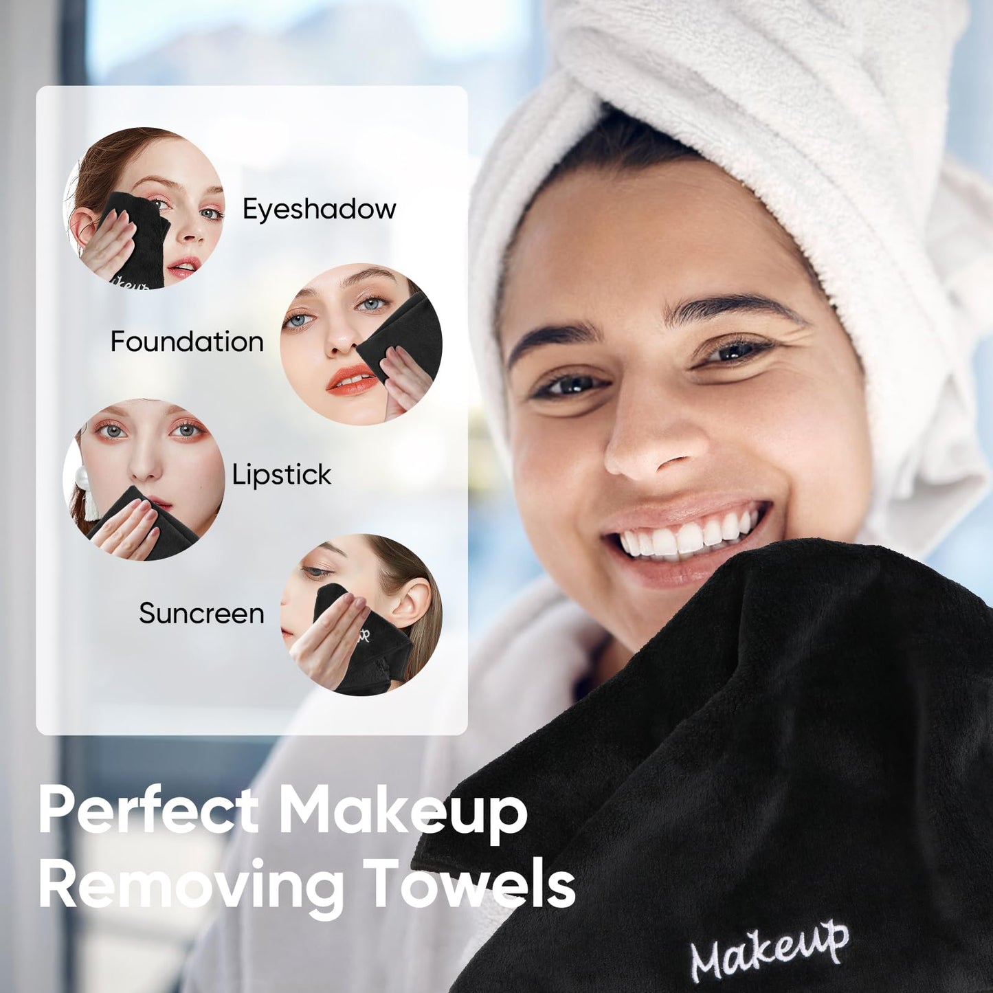 UNIMADE Makeup Remover Cloth, 24 Pack Black Facial Wash Cloths, Soft Coral Fleece Microfiber Towel for Face, Hand, and Bathroom(13" x 13")