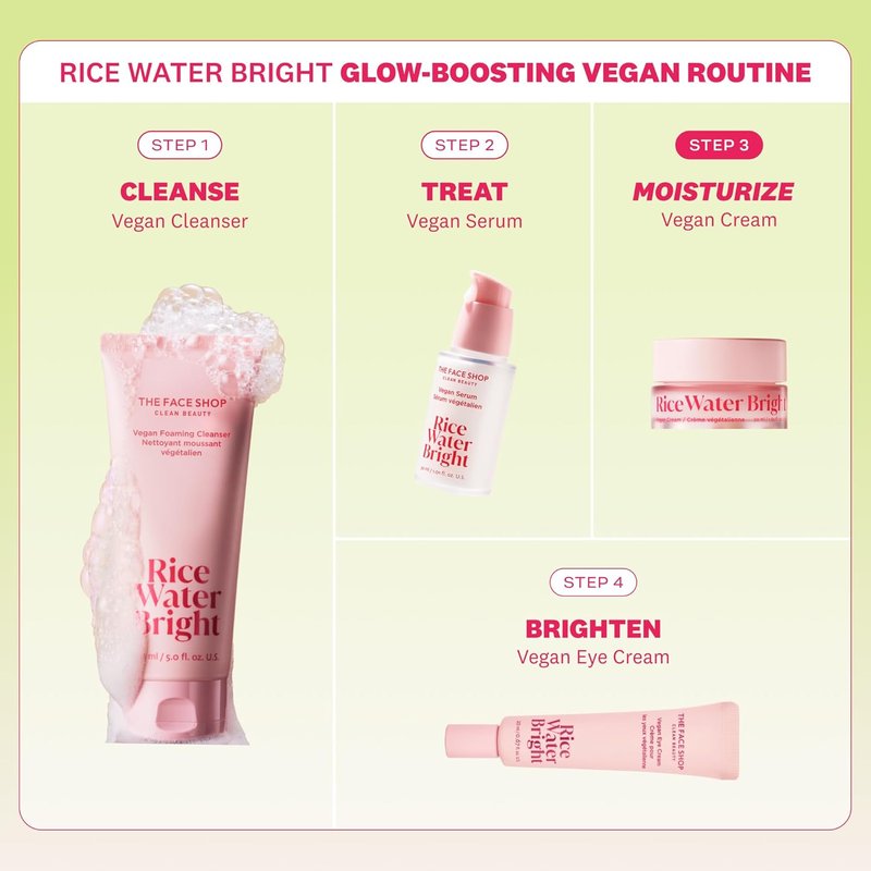 Rice Water Bright Vegan Cream - Quick-Absorbing Moisturizer with Niacinamide & Hyaluronic Acid | Korean Skin Care