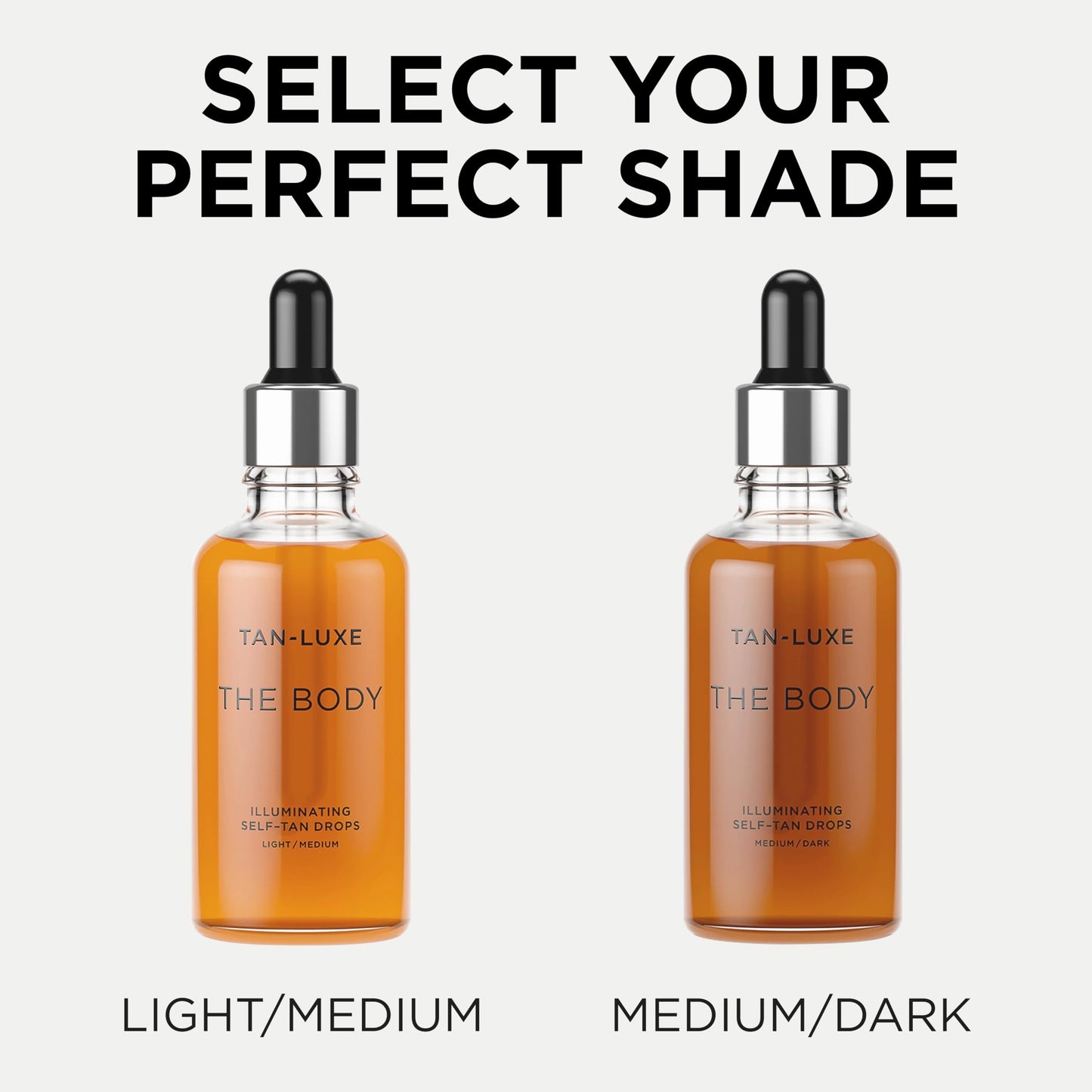 Tan-Luxe The Body: Illuminating Self Tan Drops – Light to Medium Body Tanner, Customizable Self Tanner, 0.5 fl. oz
