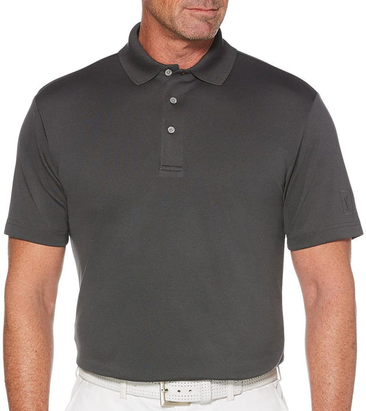 PGA TOUR mens Airflux Solid Mesh Short Sleeve Polo Golf Shirt, Asphalt, 3X-Large US