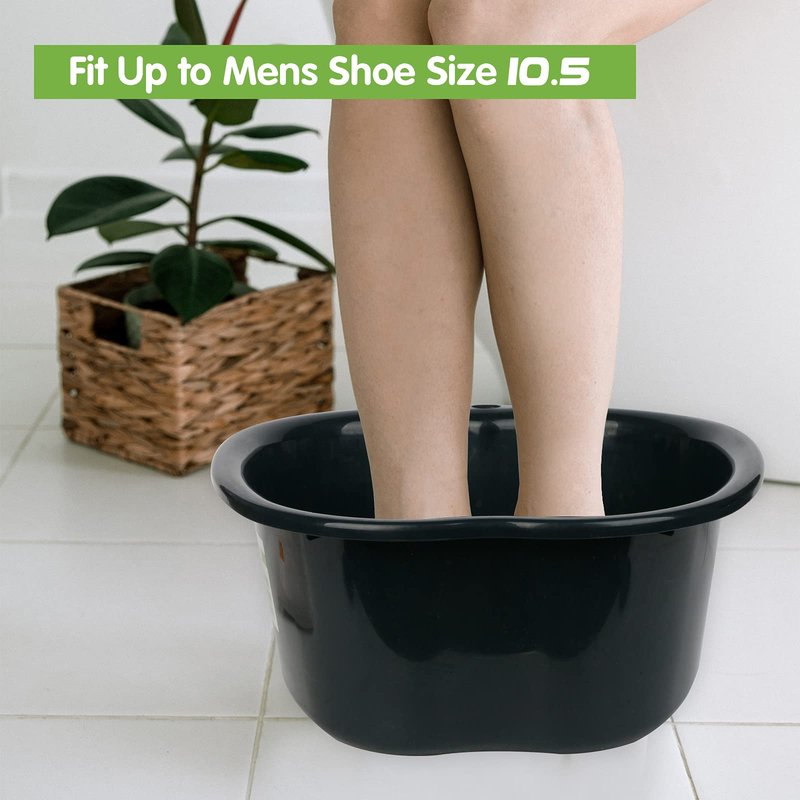 Lemoncy Foot Soaking Tub, Durable Feet Soaking Bath Basin Large Feet Bucket Wash Basin Plastic Tub Convenient Foot Massager Spa for Detox,Toe Nails, and Ankles,Pedicure (Black)