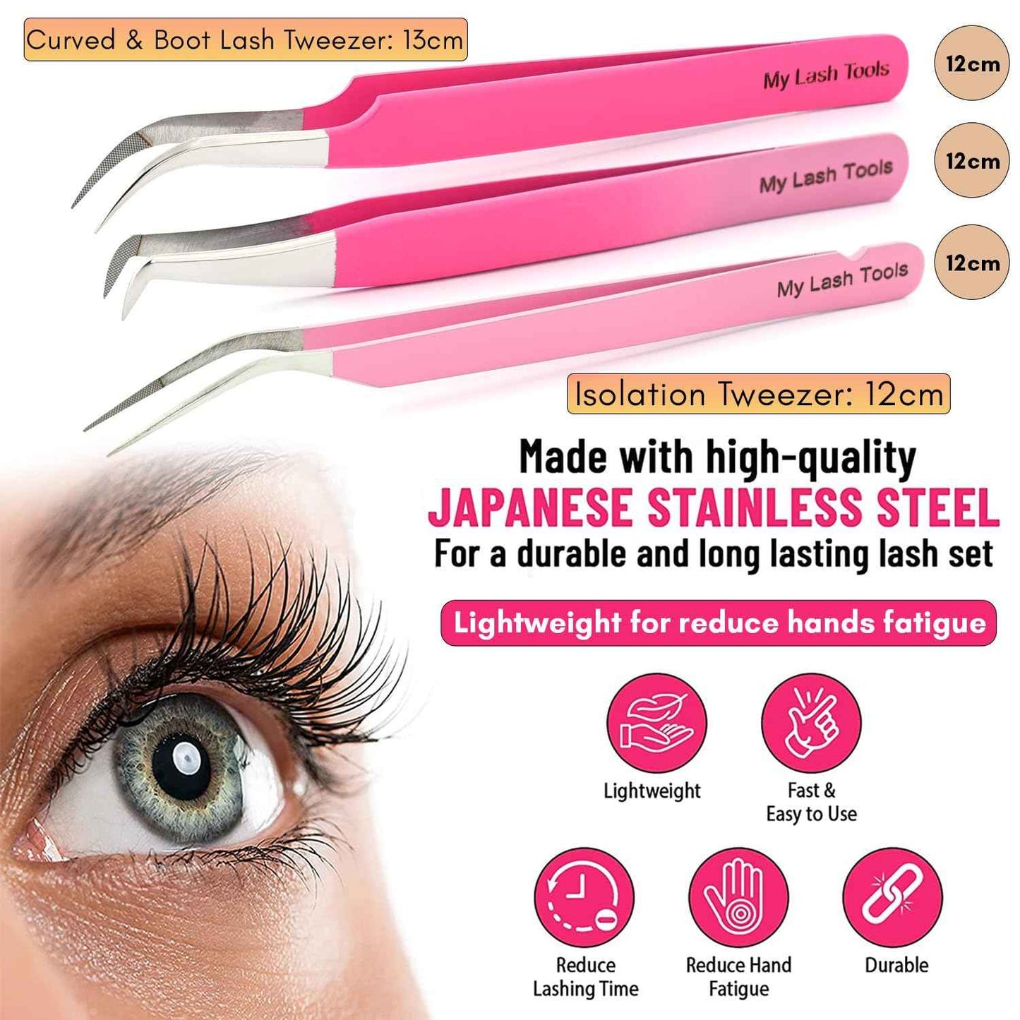 My Lash Tools New Isolation Lash Tweezers For Eyelash Extensions Best for Individual Isolation & Classic Lashes Japanese Stainless Steel Lightweight Precision Lashing Twisers (CEC-JP/05)