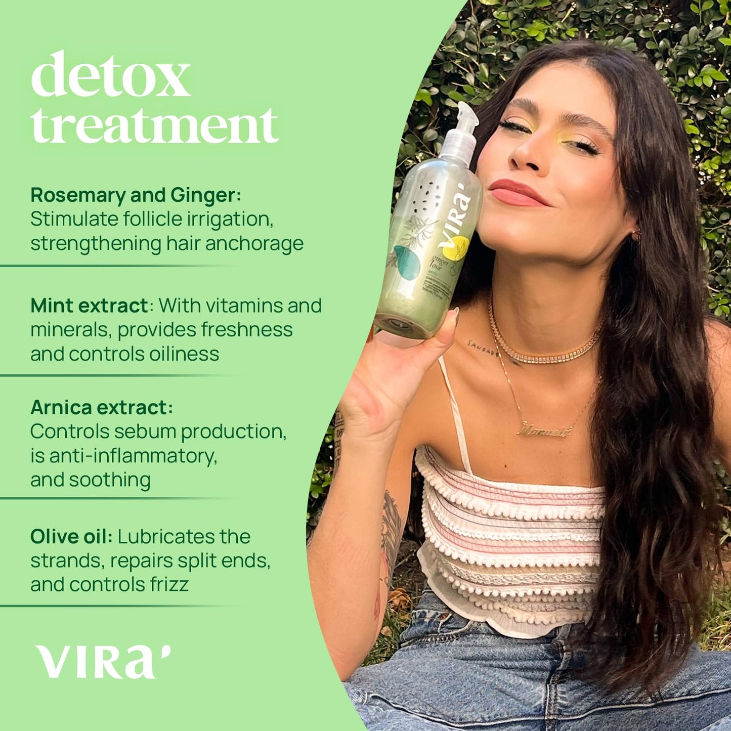 VIRÁ Brazilian Shampoo and Conditioner Set, Paraben-Free, Deep Moisturizing Treatment, Hair Recovery, Refreshing Action, Ginger Love Detox & Clean Beauty, 17.6 Fl Oz Each